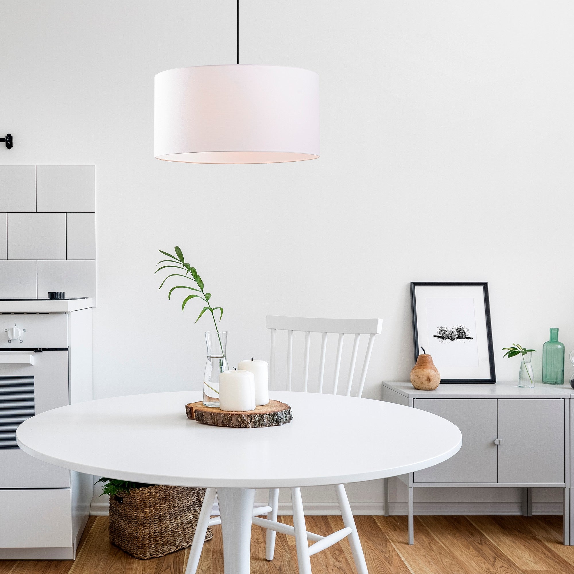 Candeeiro de Teto – Altura Ajustável 41-121 cm – Branco – Metal