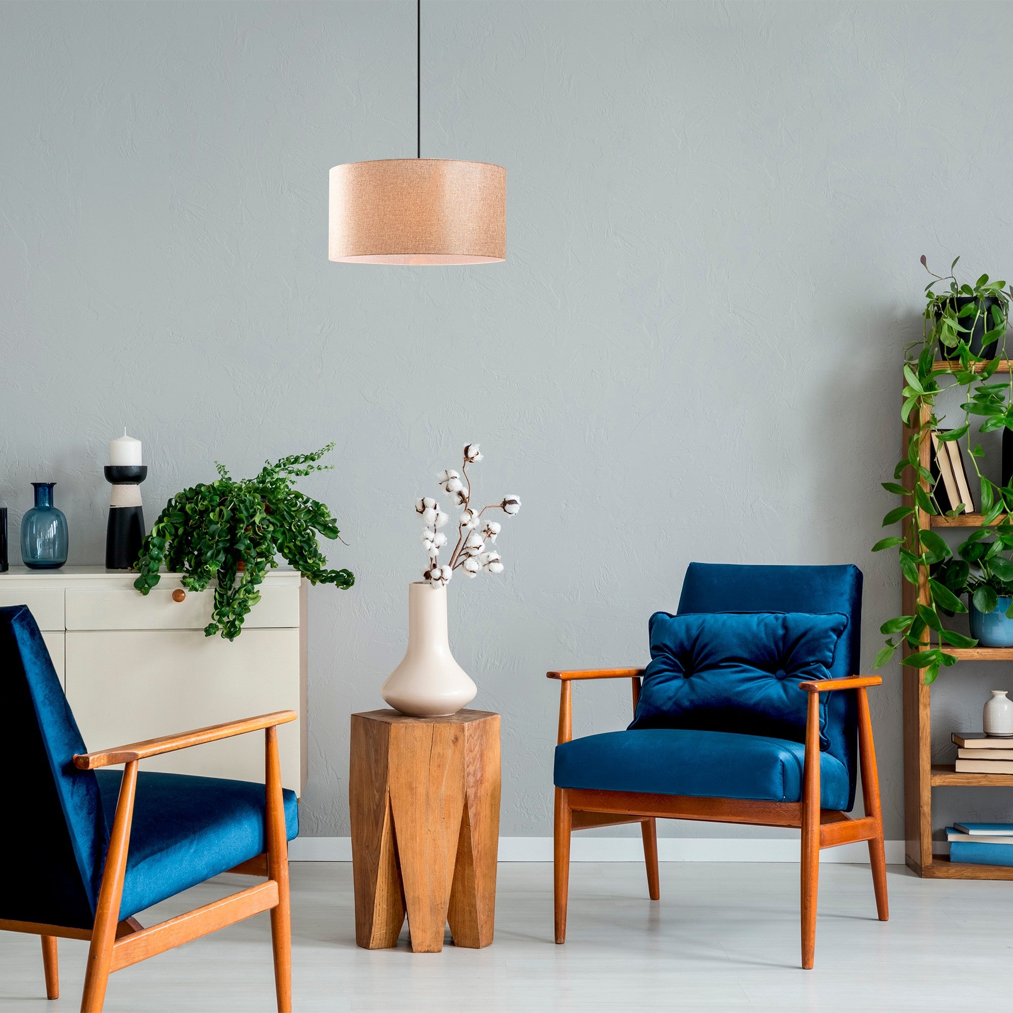 Candeeiro de Teto – 40 cm diâmetro – creme – metal