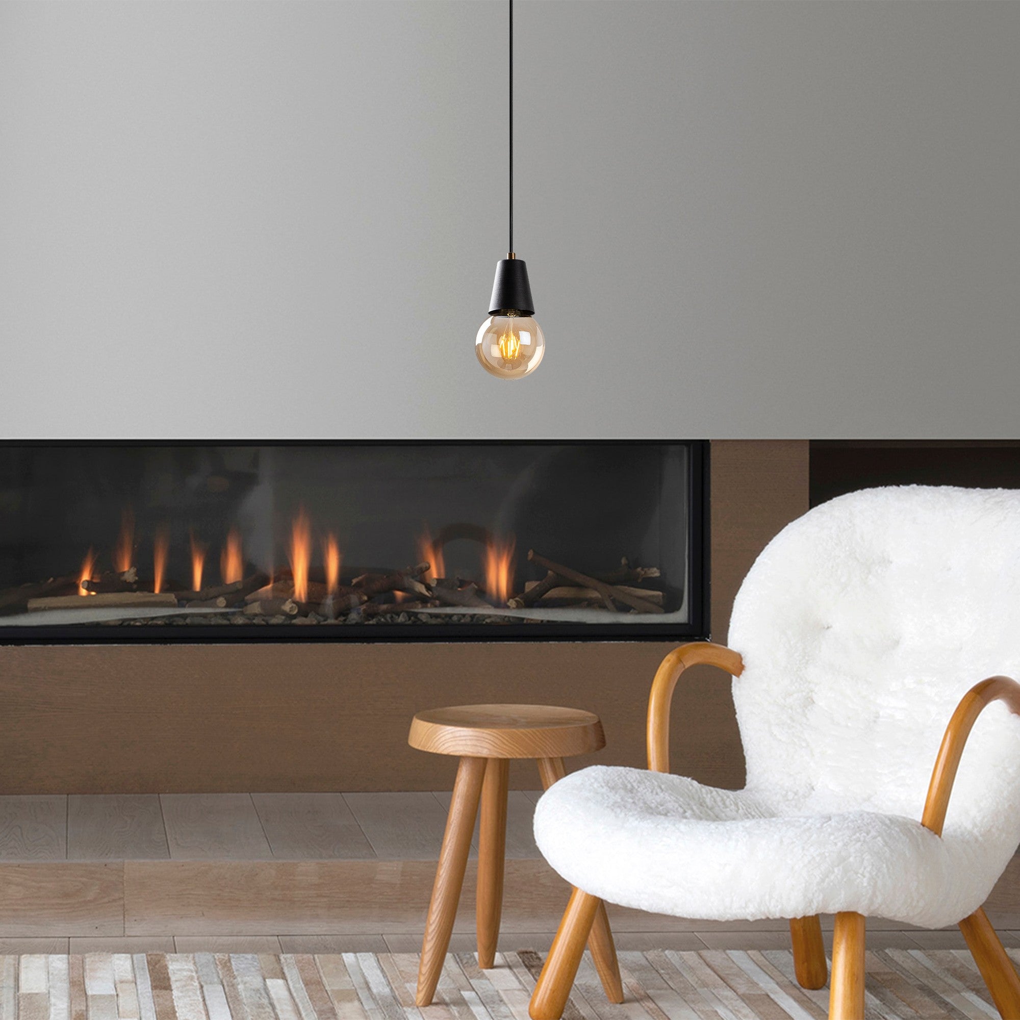 Candeeiro de Teto – Altura Ajustável 27-107 cm – Preto – Metal