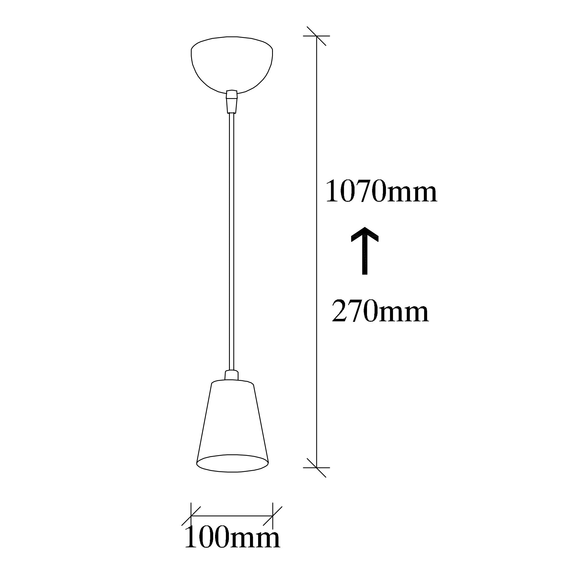 Candeeiro de Teto – Altura Ajustável 27-107 cm – Preto – Metal
