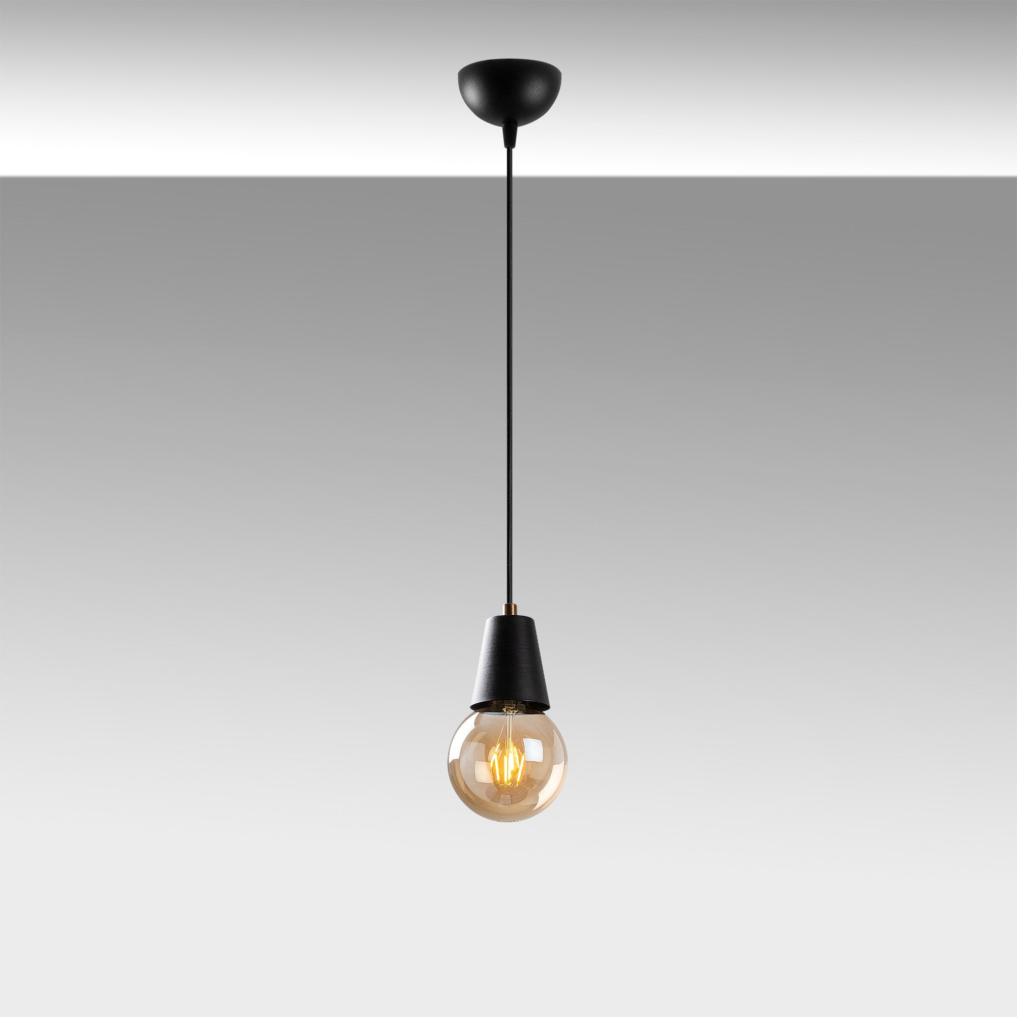 Candeeiro de Teto – Altura Ajustável 27-107 cm – Preto – Metal