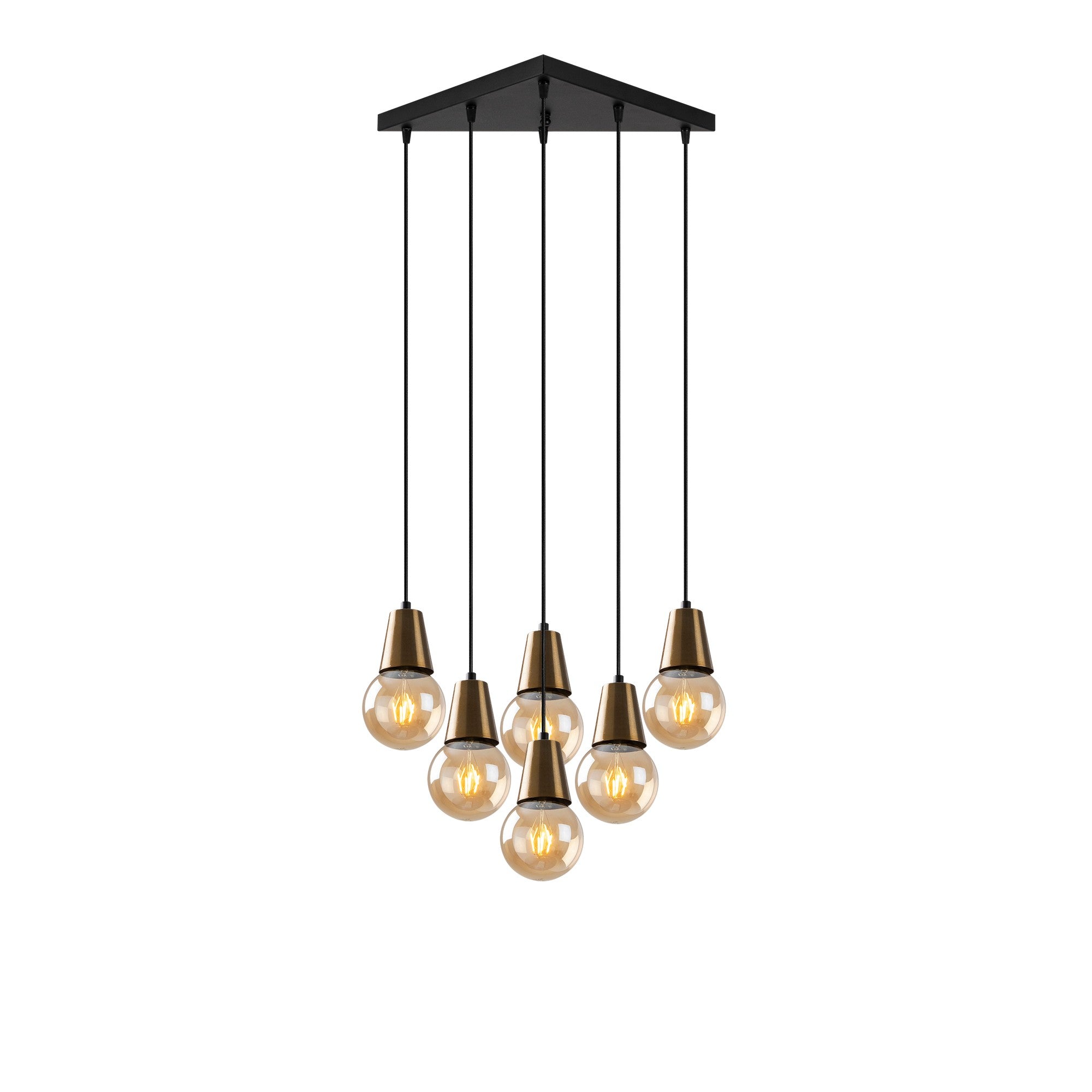 Candeeiro de Teto Vintage Elegante, Corpo em Metal, Altura Ajustável 24-104 cm, 49 x 42 cm | 6 x E27 Máx. 40 W | Iluminação Glamourosa para Espaços Modernos