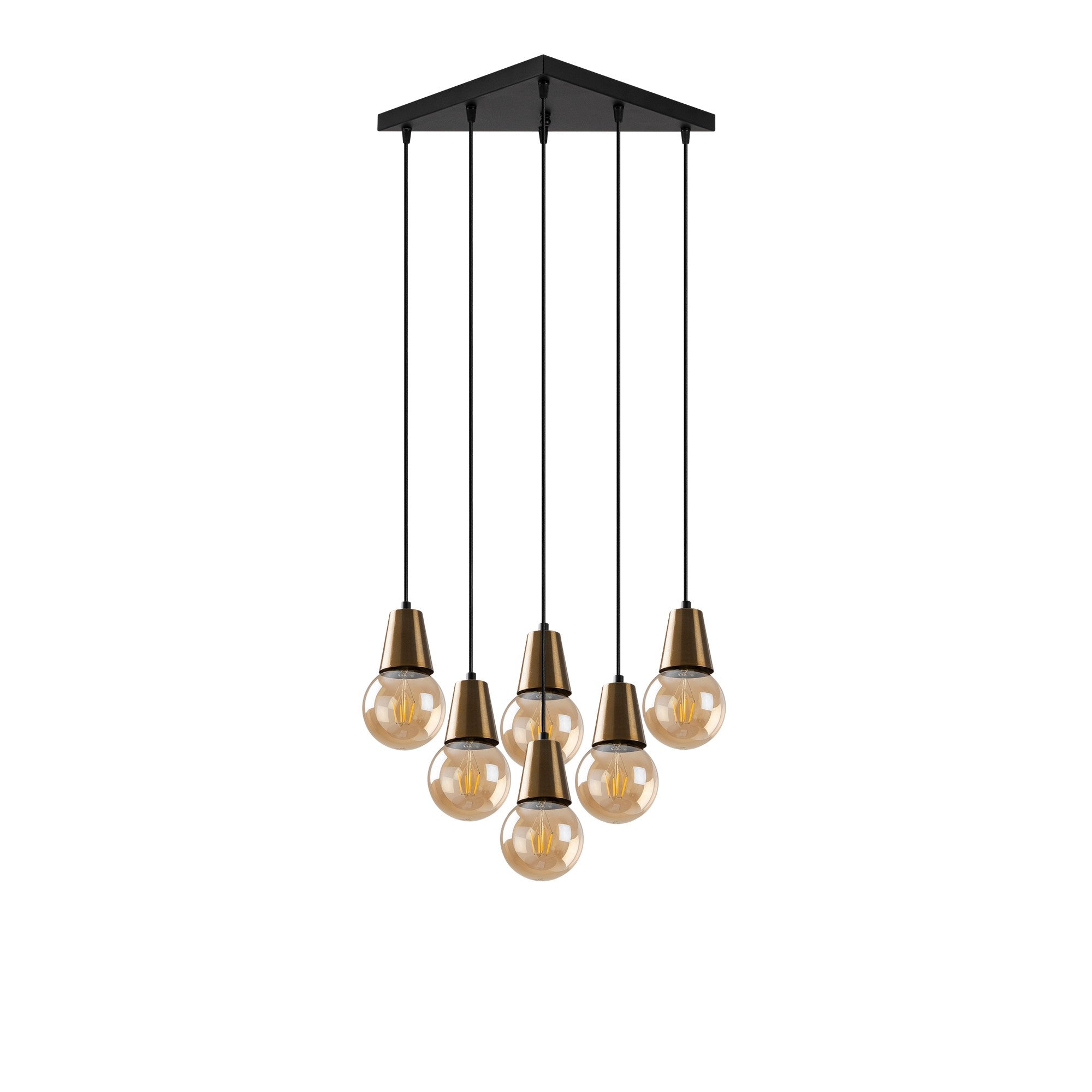Candeeiro de Teto Vintage Elegante, Corpo em Metal, Altura Ajustável 24-104 cm, 49 x 42 cm | 6 x E27 Máx. 40 W | Iluminação Glamourosa para Espaços Modernos