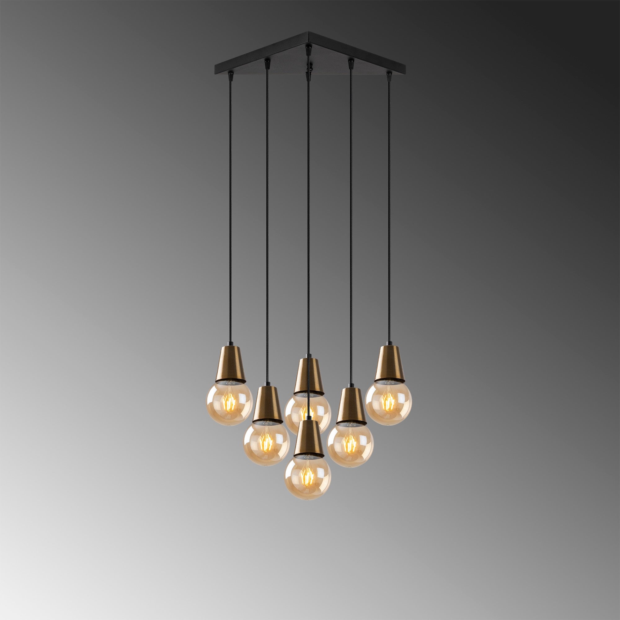 Candeeiro de Teto Vintage Elegante, Corpo em Metal, Altura Ajustável 24-104 cm, 49 x 42 cm | 6 x E27 Máx. 40 W | Iluminação Glamourosa para Espaços Modernos