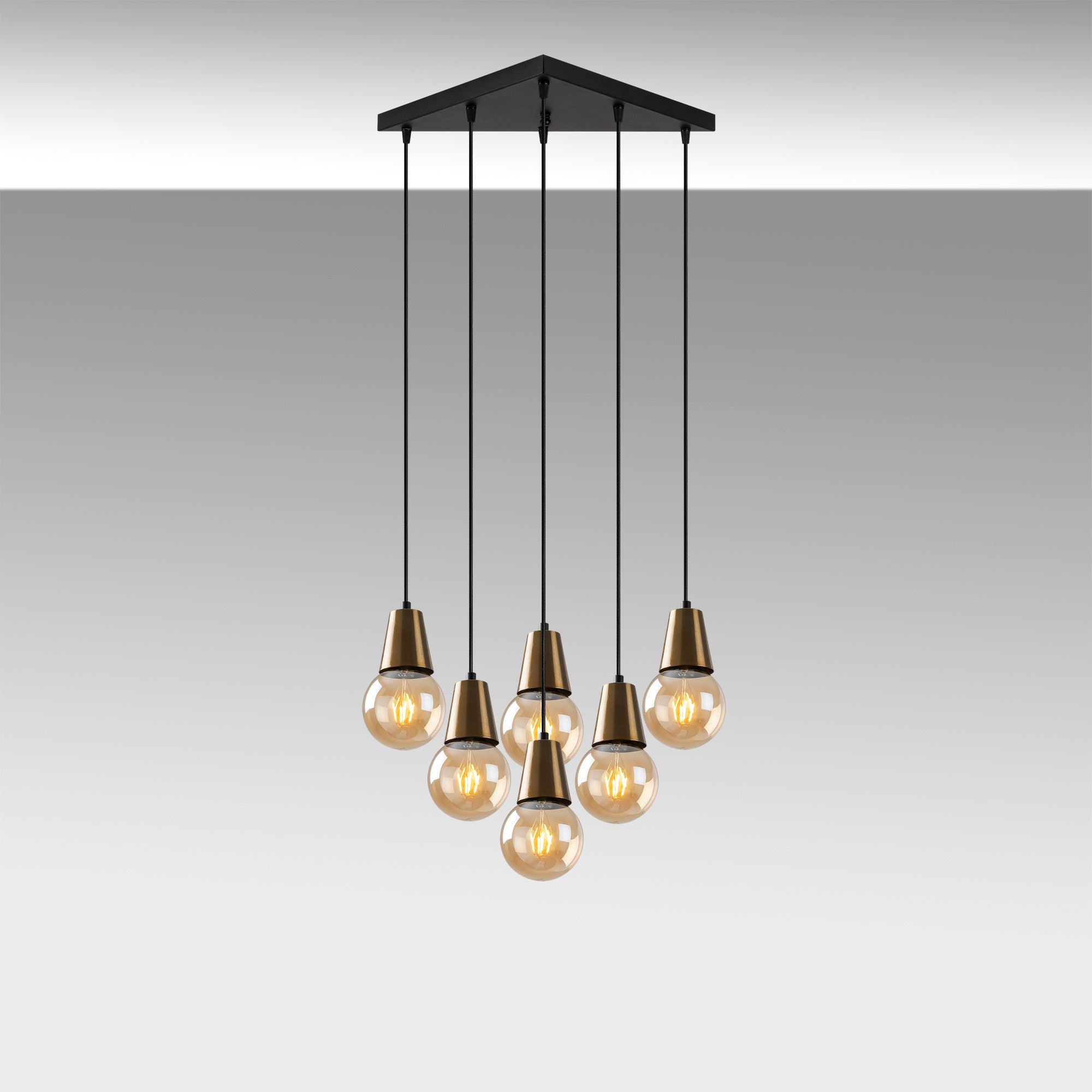 Candeeiro de Teto Vintage Elegante, Corpo em Metal, Altura Ajustável 24-104 cm, 49 x 42 cm | 6 x E27 Máx. 40 W | Iluminação Glamourosa para Espaços Modernos