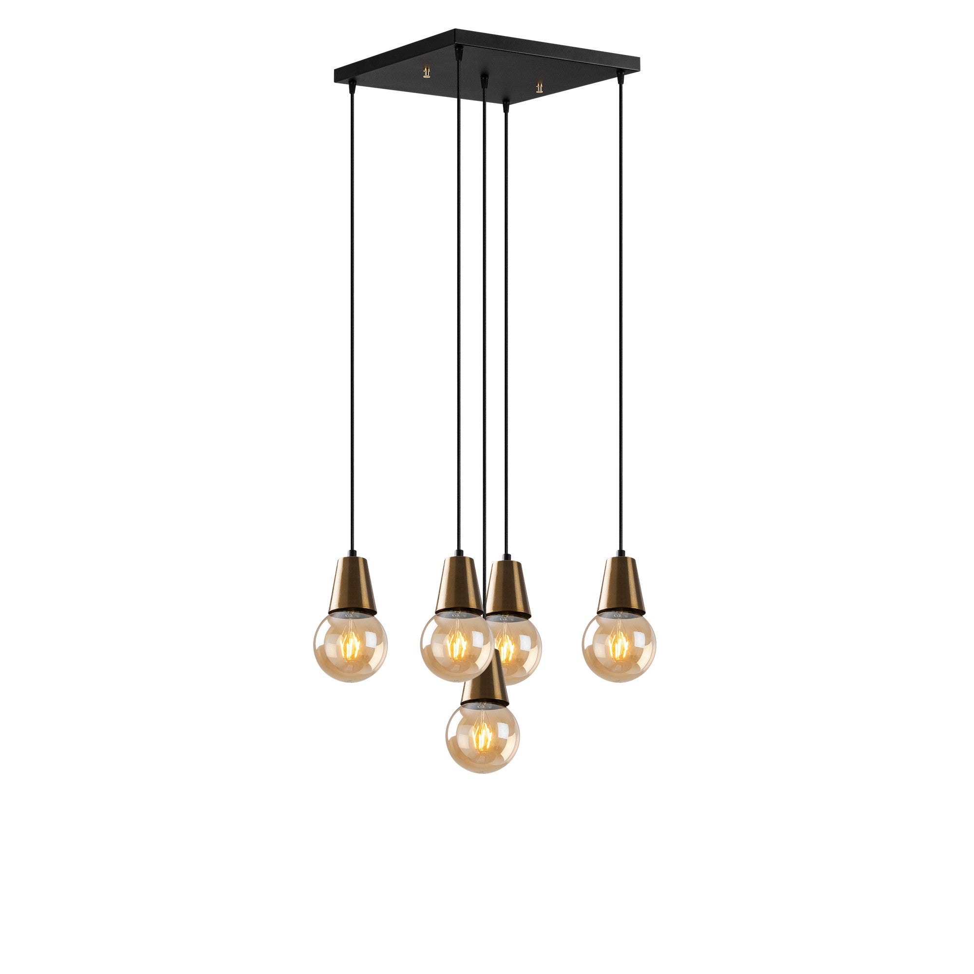 Candeeiro de Teto Vintage Elegante, Altura Ajustável 24-104 cm, Corpo em Metal, 40 x 40 cm, 5 x E27 Máx. 40 W, IP20 | Iluminação Glamourosa para Espaços Modernos