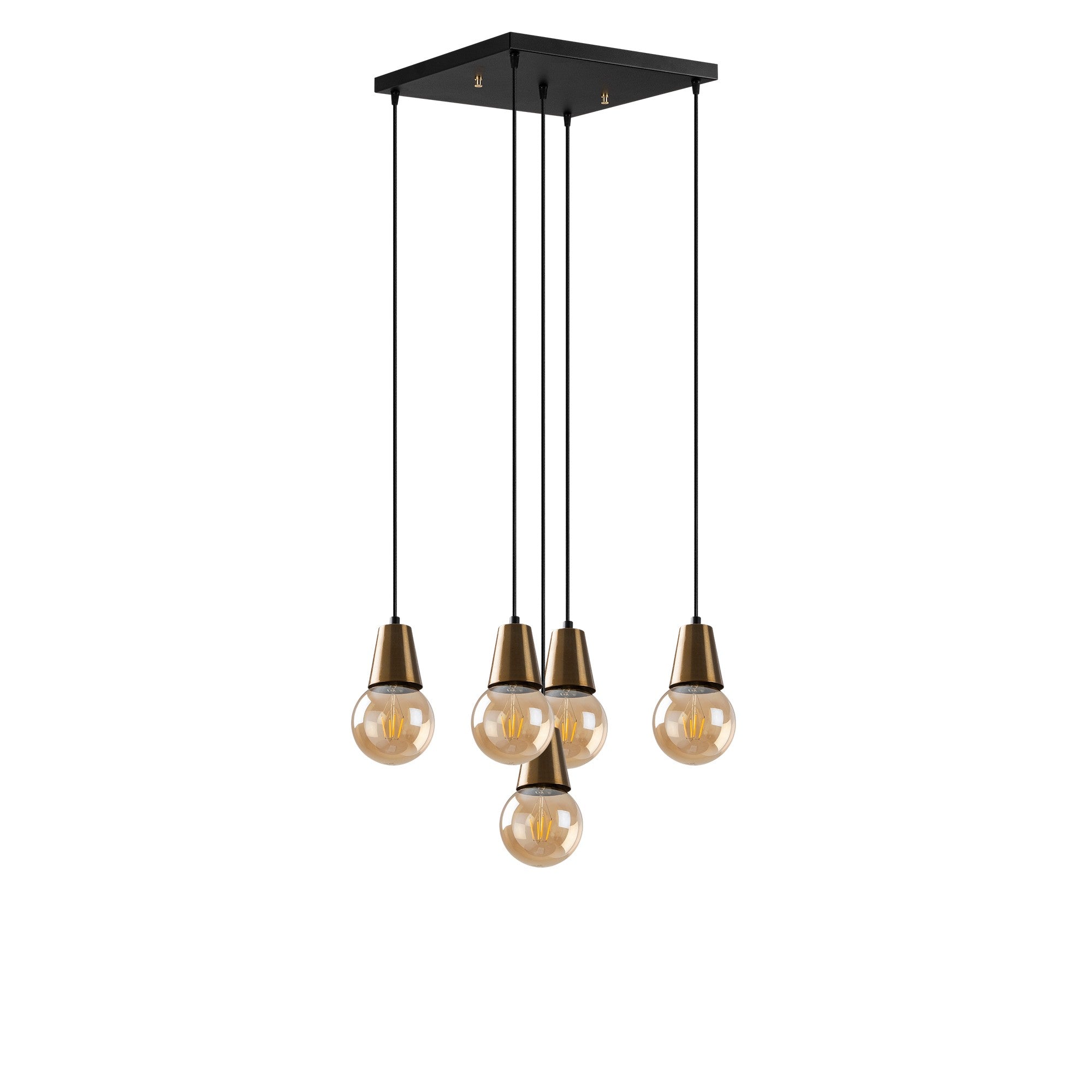 Candeeiro de Teto Vintage Elegante, Altura Ajustável 24-104 cm, Corpo em Metal, 40 x 40 cm, 5 x E27 Máx. 40 W, IP20 | Iluminação Glamourosa para Espaços Modernos