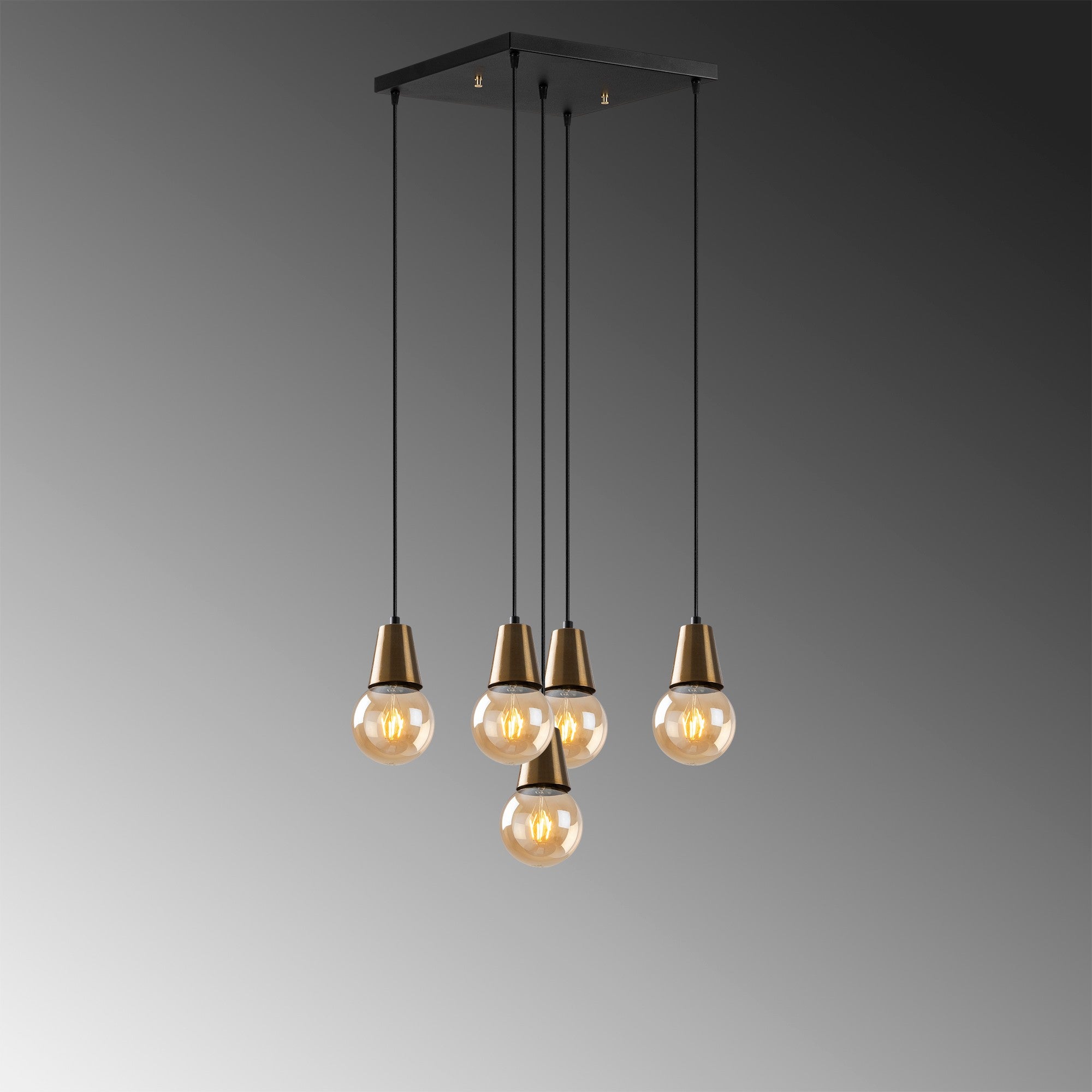 Candeeiro de Teto Vintage Elegante, Altura Ajustável 24-104 cm, Corpo em Metal, 40 x 40 cm, 5 x E27 Máx. 40 W, IP20 | Iluminação Glamourosa para Espaços Modernos