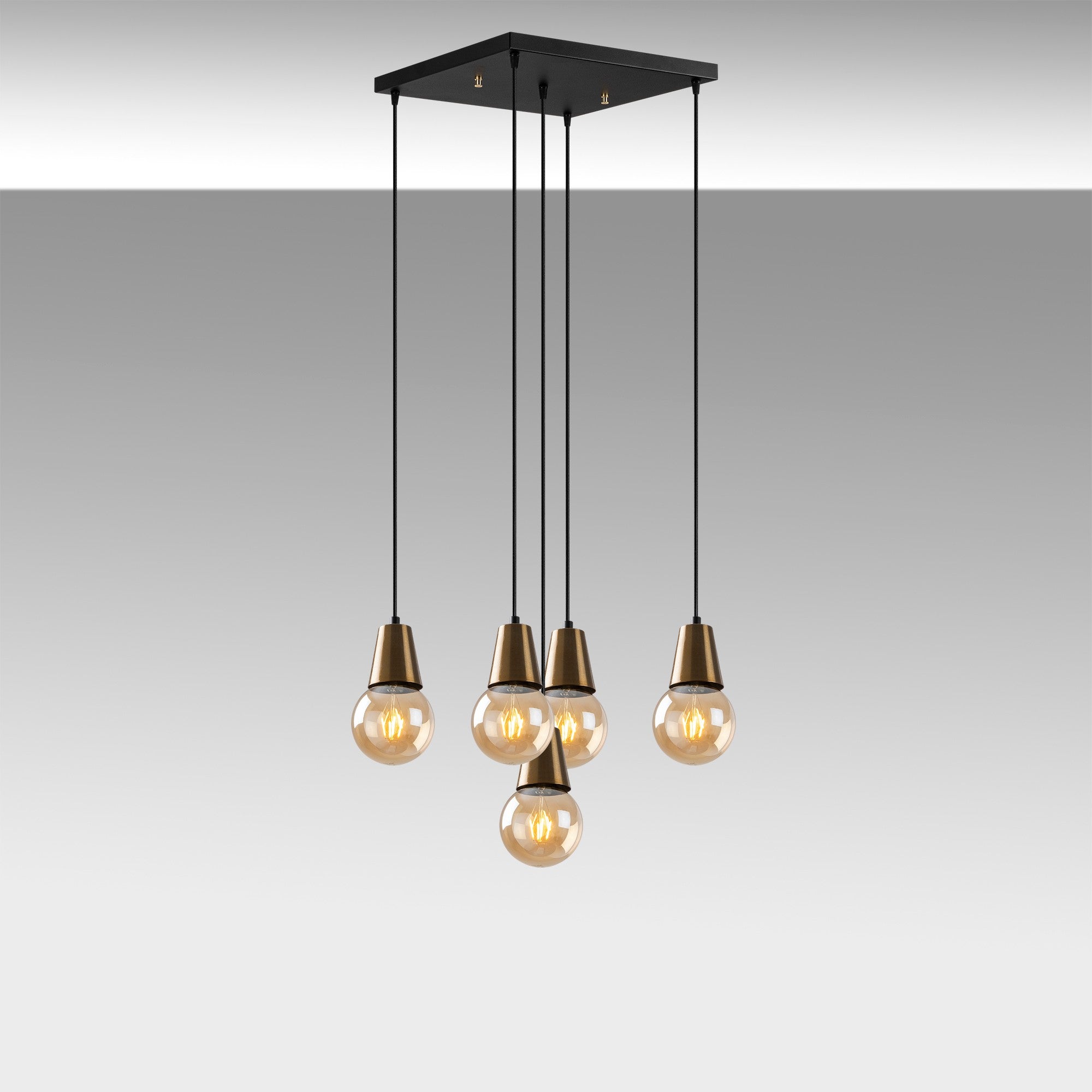 Candeeiro de Teto Vintage Elegante, Altura Ajustável 24-104 cm, Corpo em Metal, 40 x 40 cm, 5 x E27 Máx. 40 W, IP20 | Iluminação Glamourosa para Espaços Modernos
