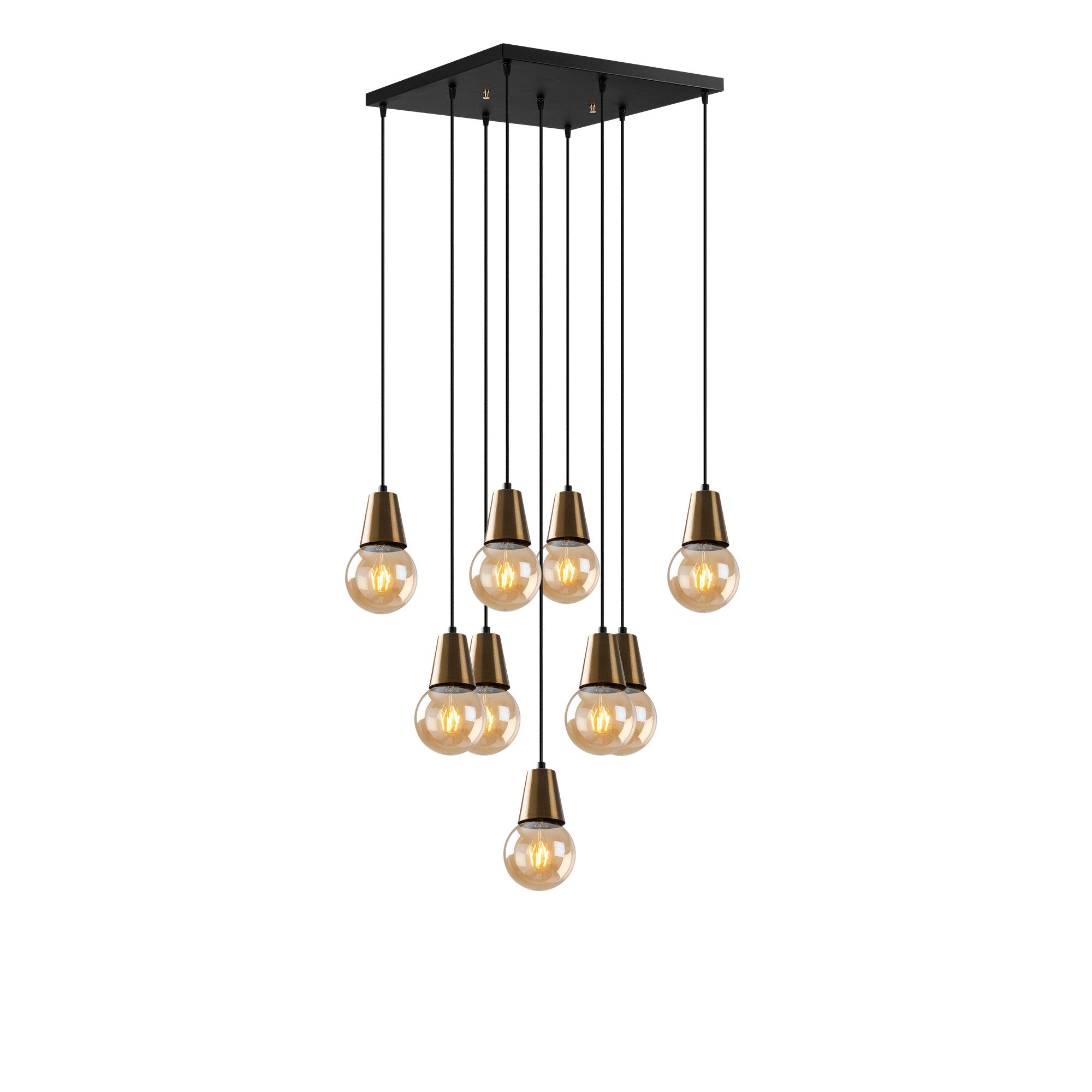 Candeeiro de Teto vintage moderno, altura ajustável de 24 a 104 cm, corpo de metal, 50 x 50 cm, 9 x E27 máx. 40 W, design elegante para casa e escritório, IP20
