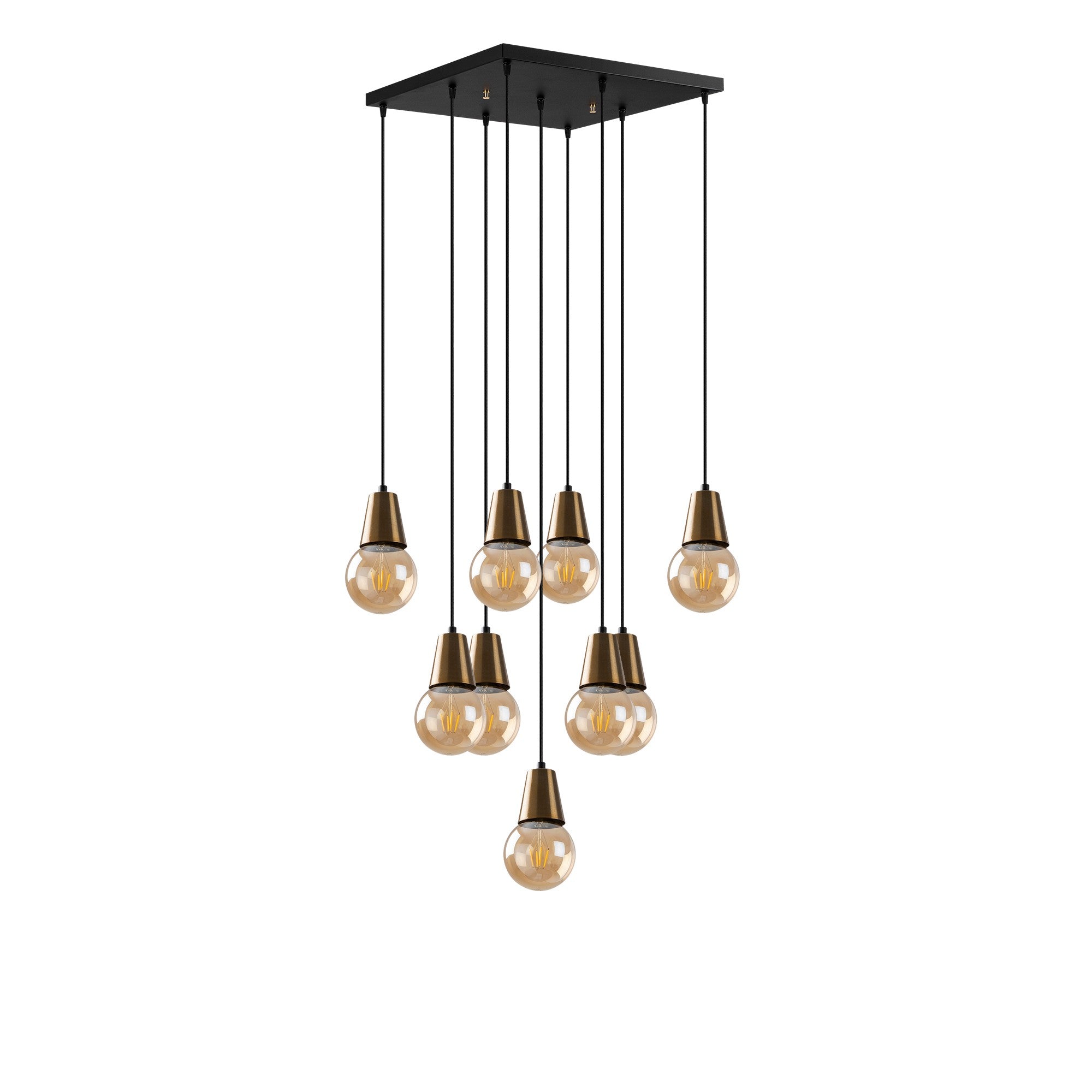 Candeeiro de Teto vintage moderno, altura ajustável de 24 a 104 cm, corpo de metal, 50 x 50 cm, 9 x E27 máx. 40 W, design elegante para casa e escritório, IP20