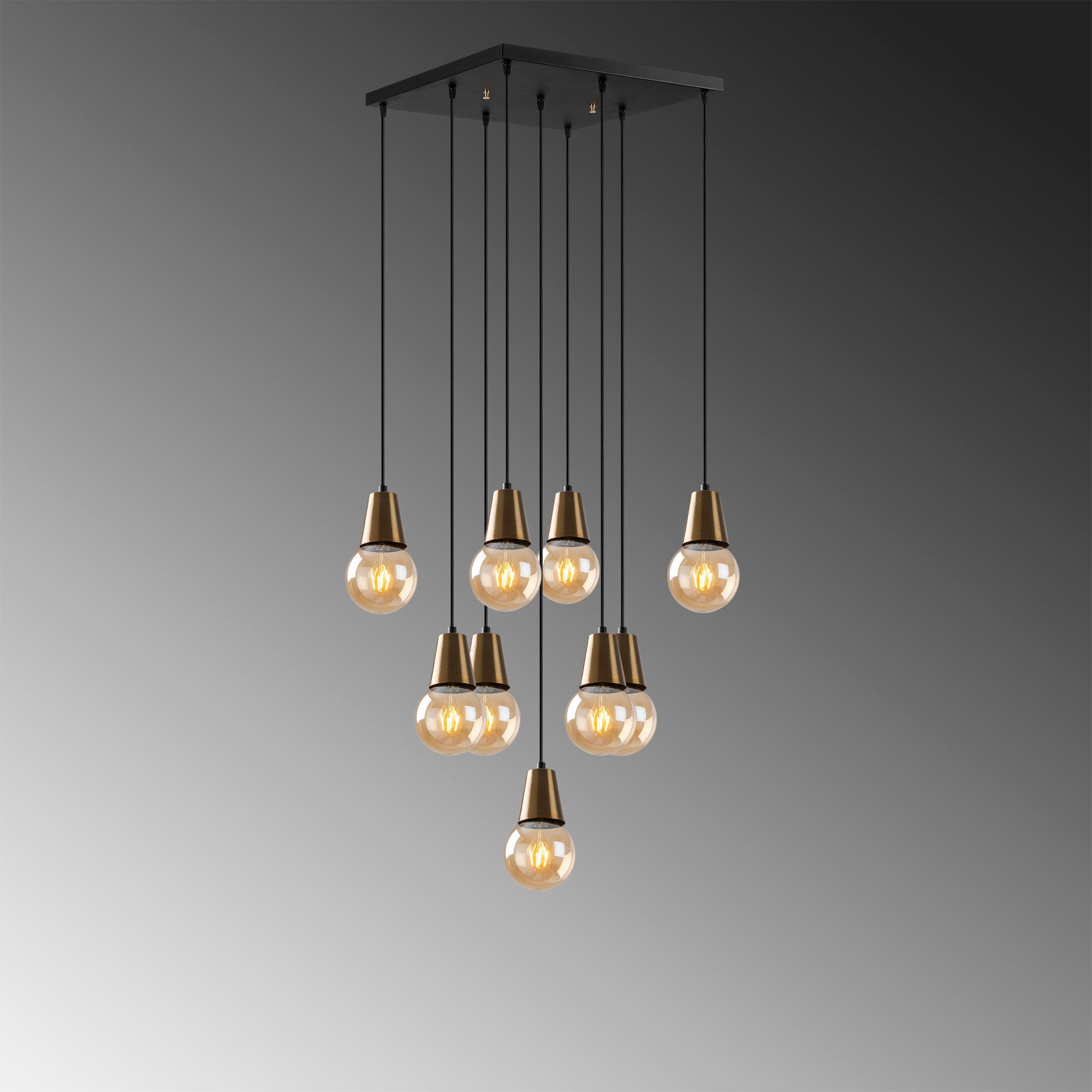 Candeeiro de Teto vintage moderno, altura ajustável de 24 a 104 cm, corpo de metal, 50 x 50 cm, 9 x E27 máx. 40 W, design elegante para casa e escritório, IP20