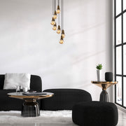 Candeeiro de Teto Vintage Elegante, Corpo em Metal, 50 x 50 cm, Altura Ajustável 24-104 cm, 7 x E27 Máx. 40 W, IP20 | Iluminação Glamourosa para Espaços Modernos