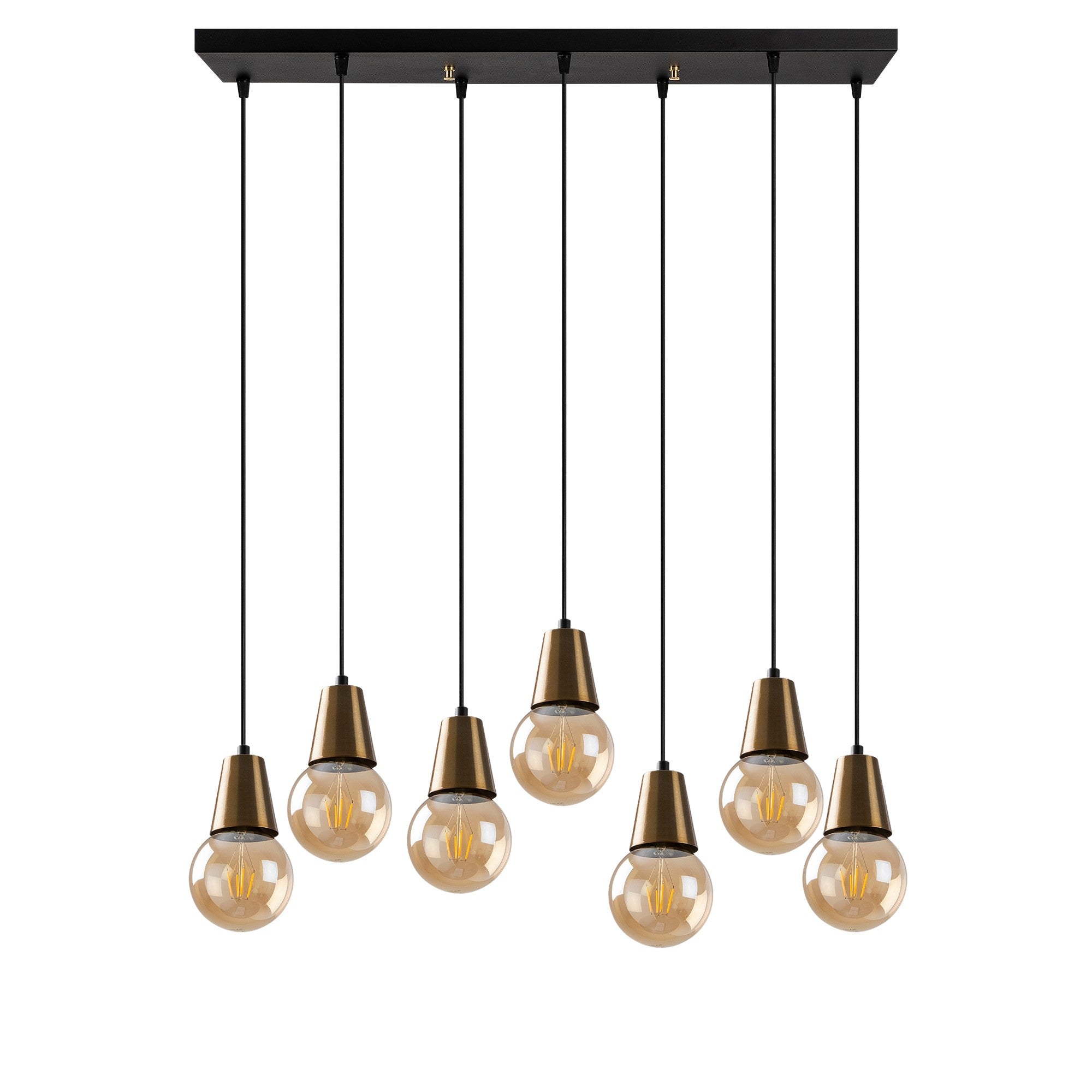 Candeeiro de Teto Vintage Elegante, Corpo em Metal, 80 x 24 cm, Altura Ajustável 25-104 cm, 7 x E27 Máx. 40 W, IP20 | Iluminação Glamourosa para Espaços Modernos