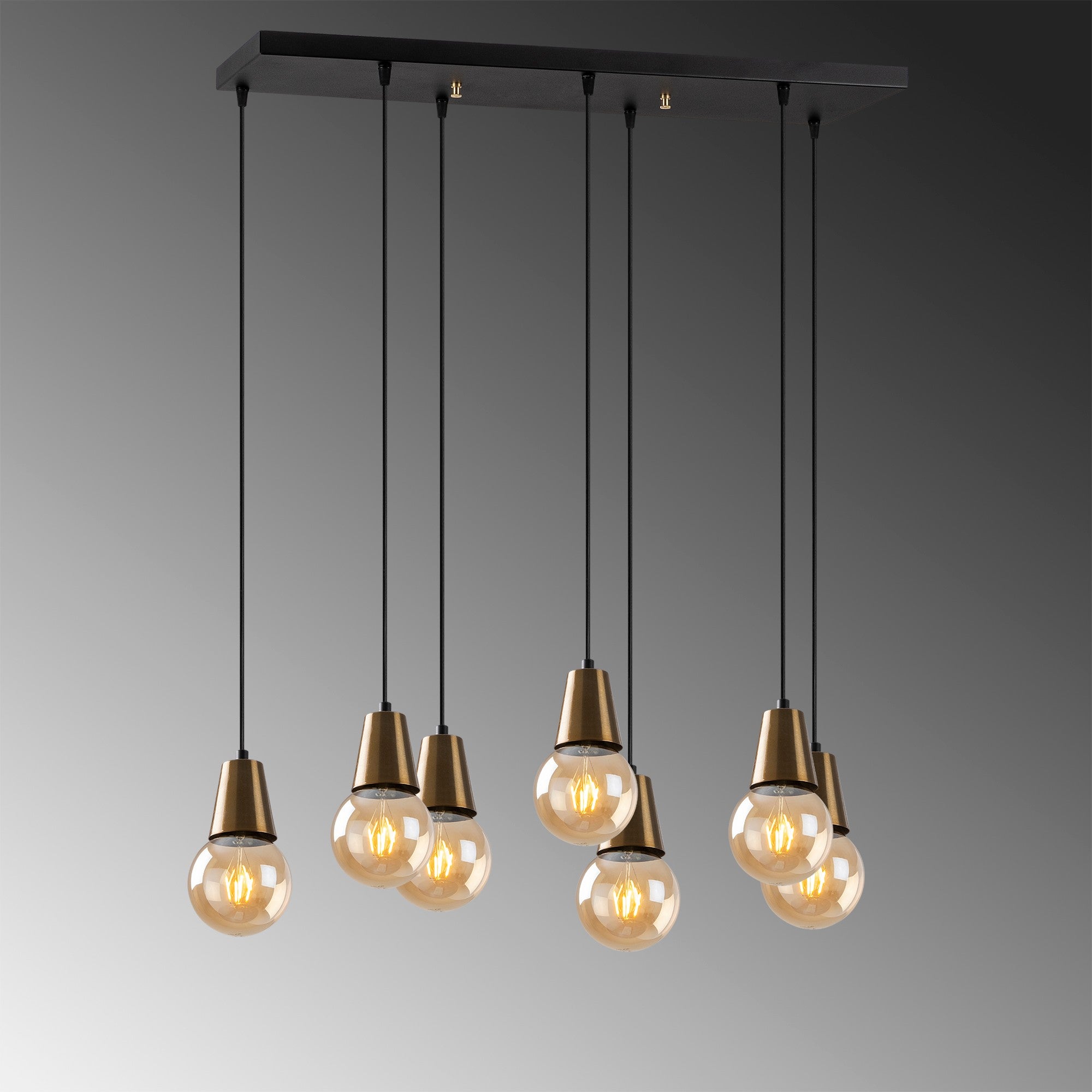 Candeeiro de Teto Vintage Elegante, Corpo em Metal, 80 x 24 cm, Altura Ajustável 25-104 cm, 7 x E27 Máx. 40 W, IP20 | Iluminação Glamourosa para Espaços Modernos