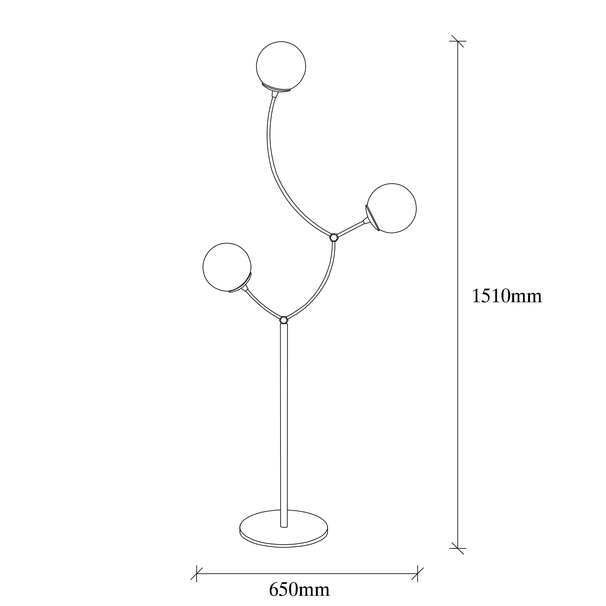 Candeeiro de Pé – 151 cm – Preto e Branco – Ferro
