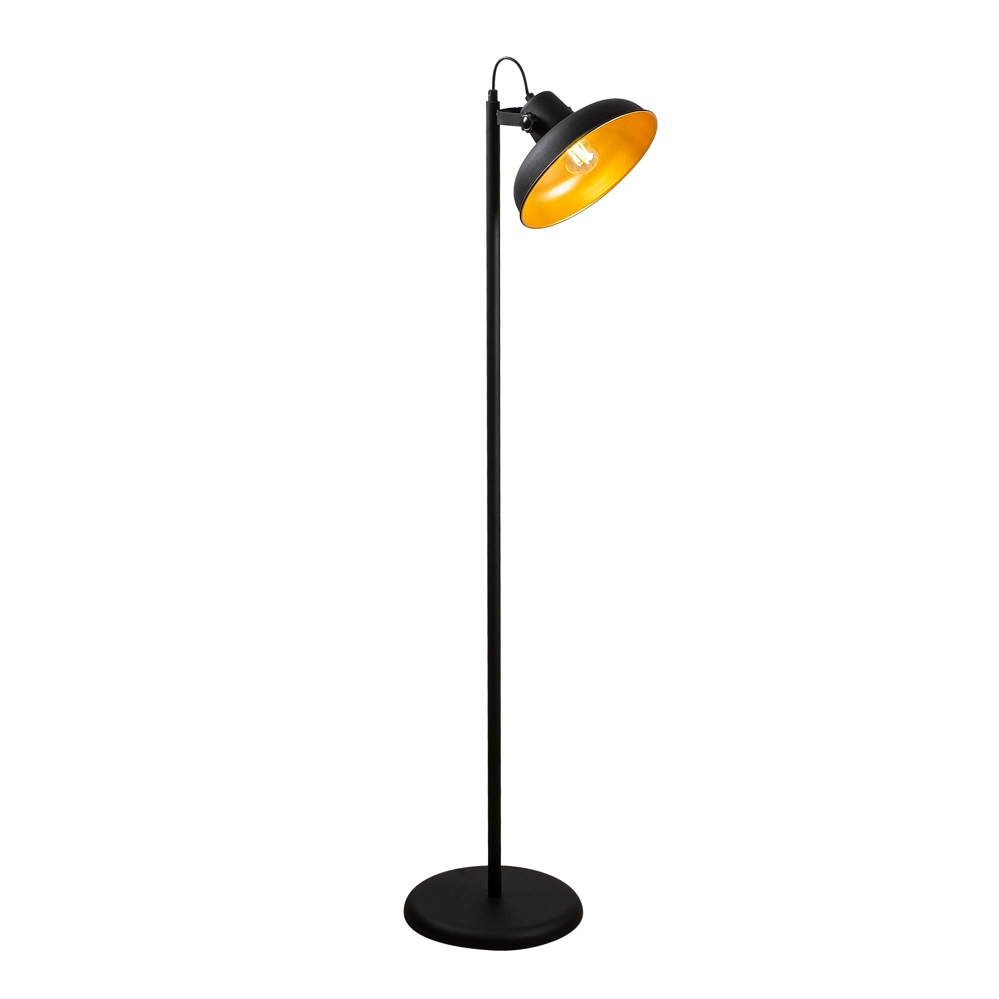 Candeeiro de Pé – 145 cm de Altura – Preto e Dourado – Metal