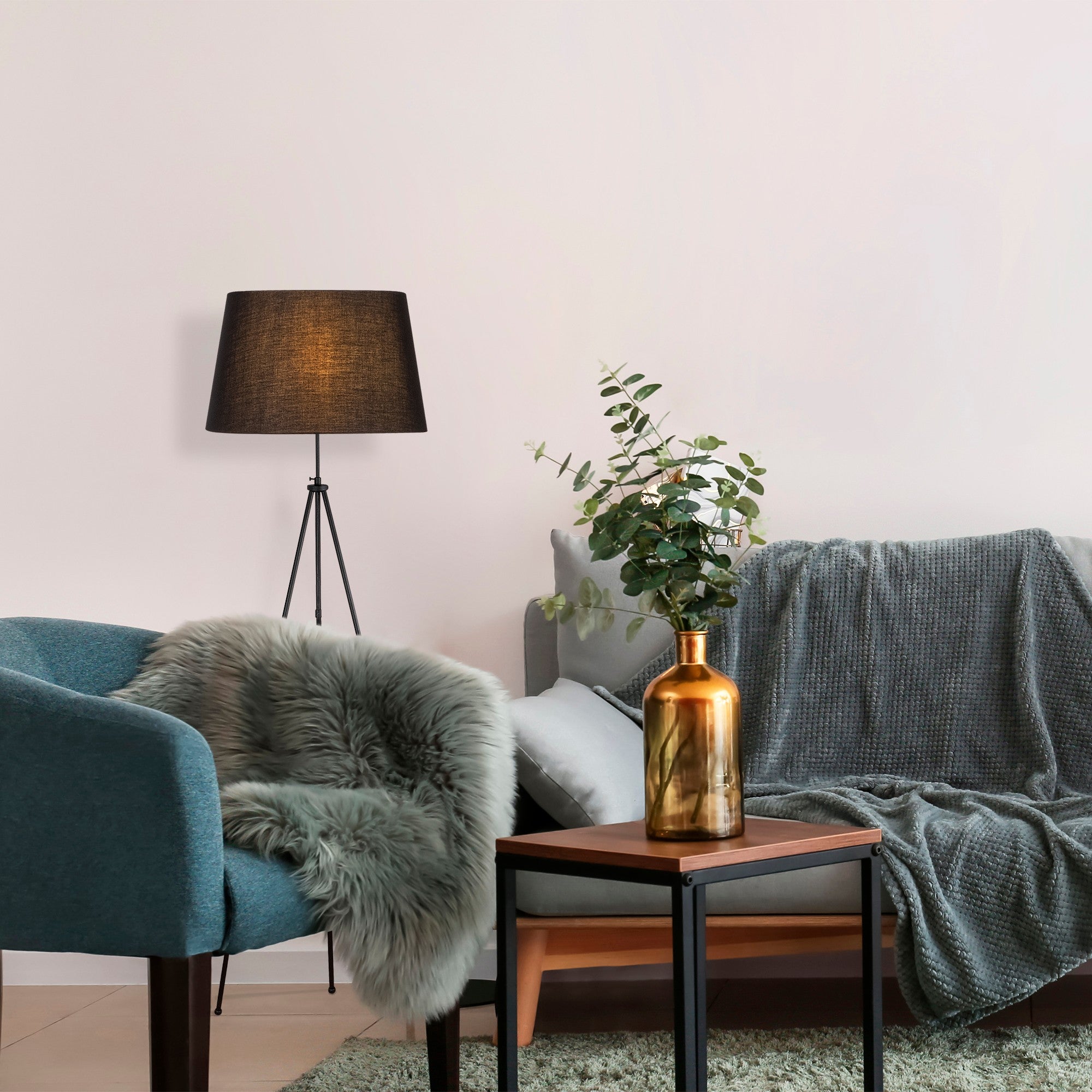 Candeeiro de Pé – 165 cm de Altura – Preto – Metal