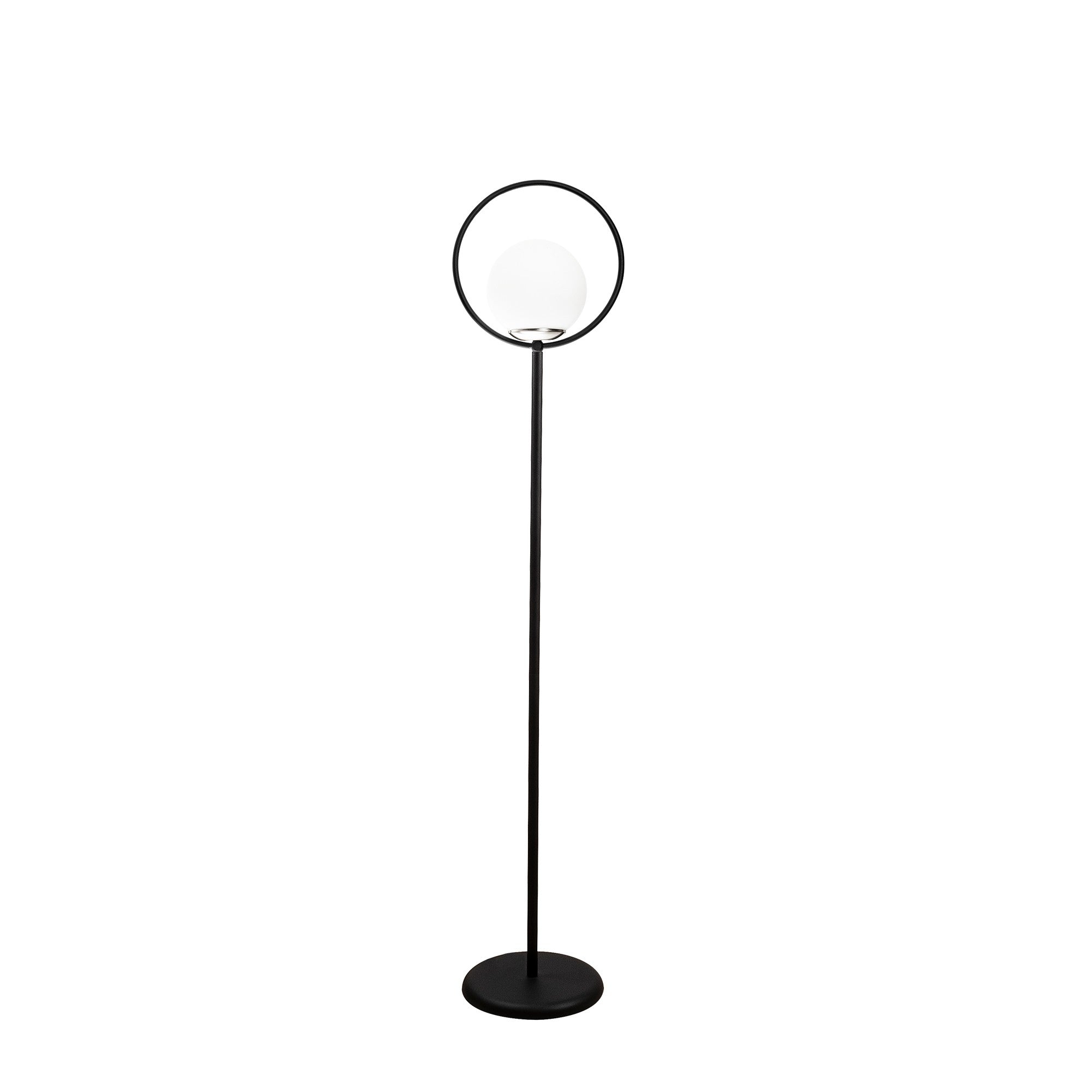Candeeiro de Pé – 155 cm – Preto e Branco – Metal e Vidro
