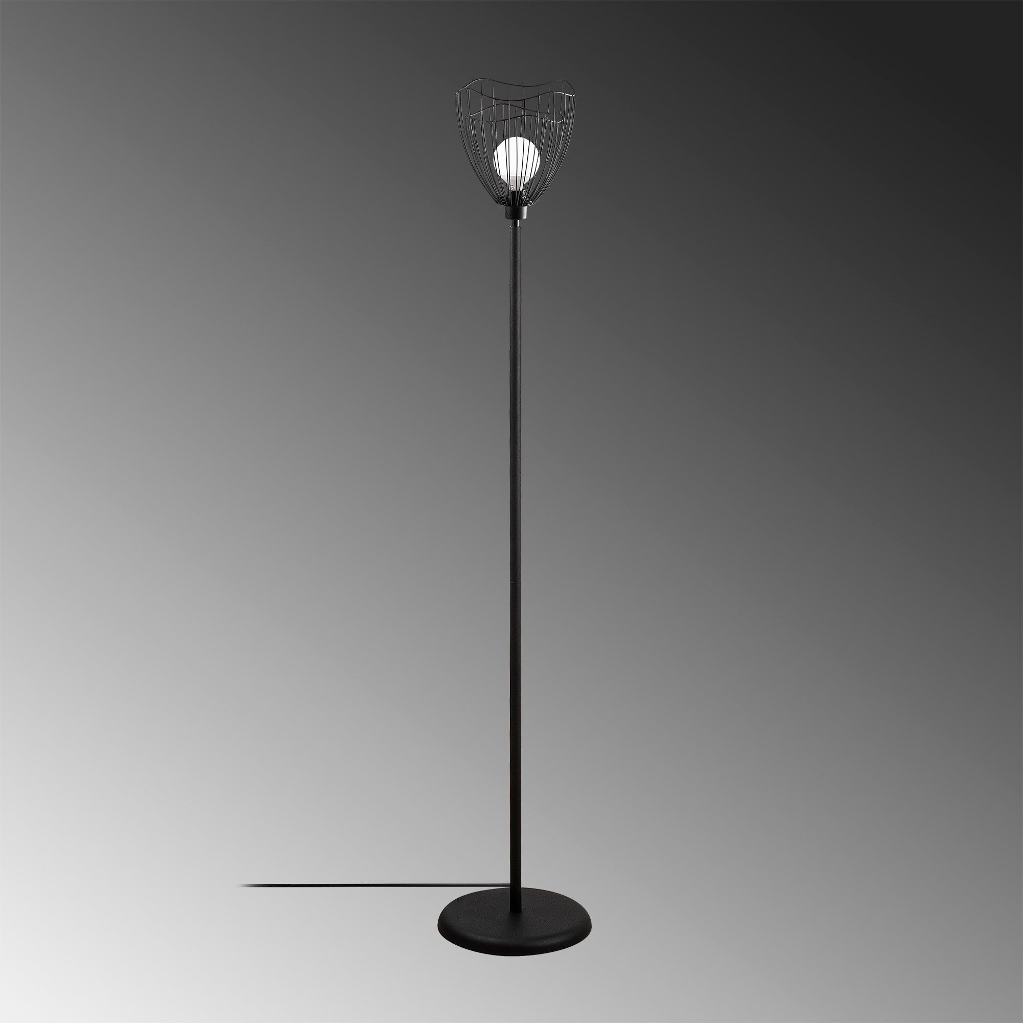 Candeeiro de Pé – 158 cm de altura – Preto – Metal