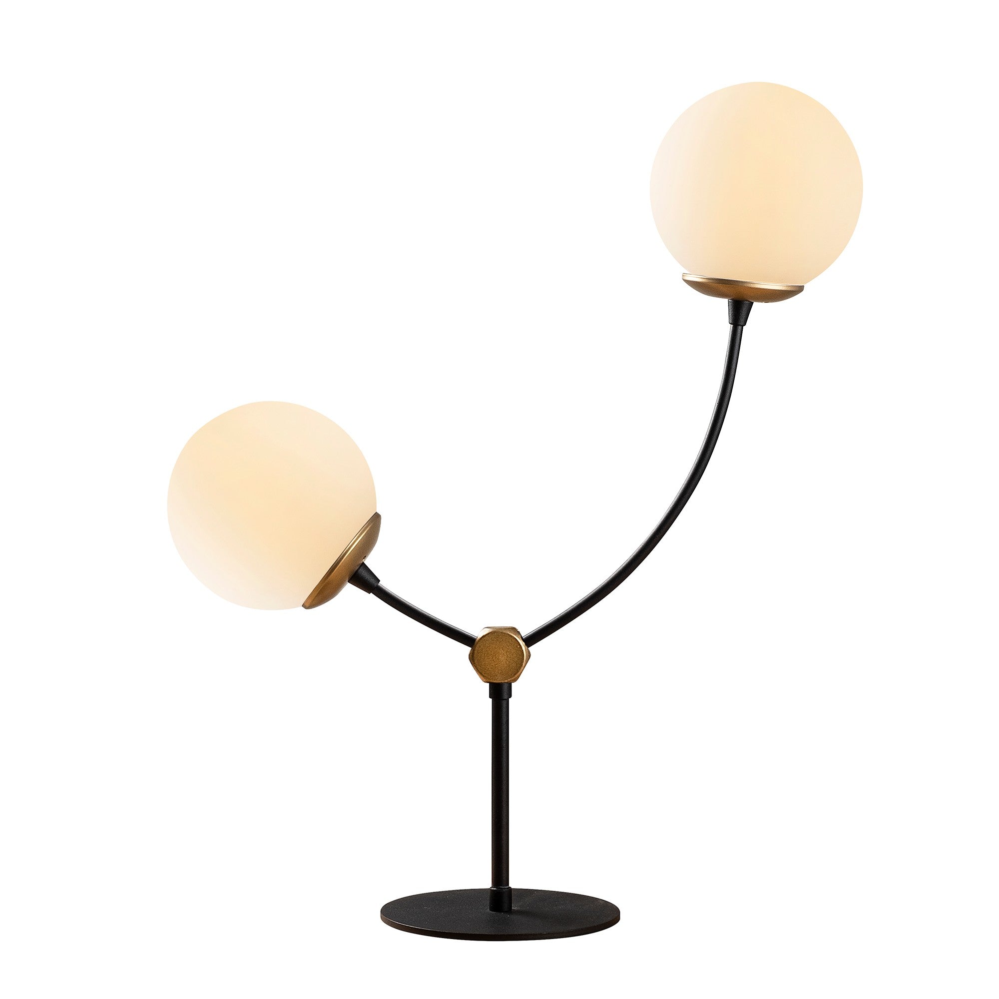 Candeeiro de Mesa Estilo Escandinavo, Corpo de Metal com Tampa de Vidro, 59 cm de Altura, Preto e Branco, 2 x E27 máx. 40 W, Cabo de 200 cm | Design Elegante e Moderno