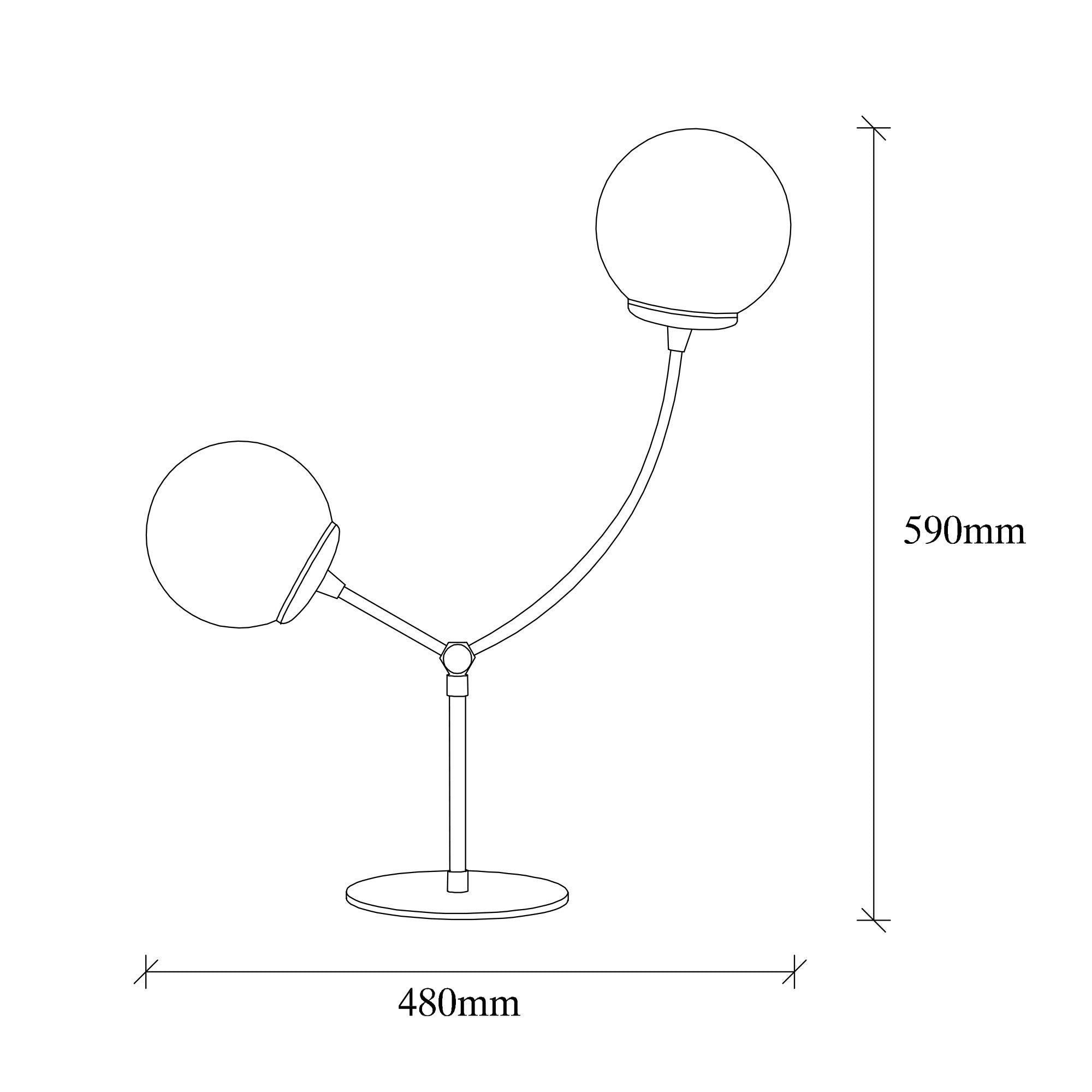 Candeeiro de Mesa Estilo Escandinavo, Corpo de Metal com Tampa de Vidro, 59 cm de Altura, Preto e Branco, 2 x E27 máx. 40 W, Cabo de 200 cm | Design Elegante e Moderno