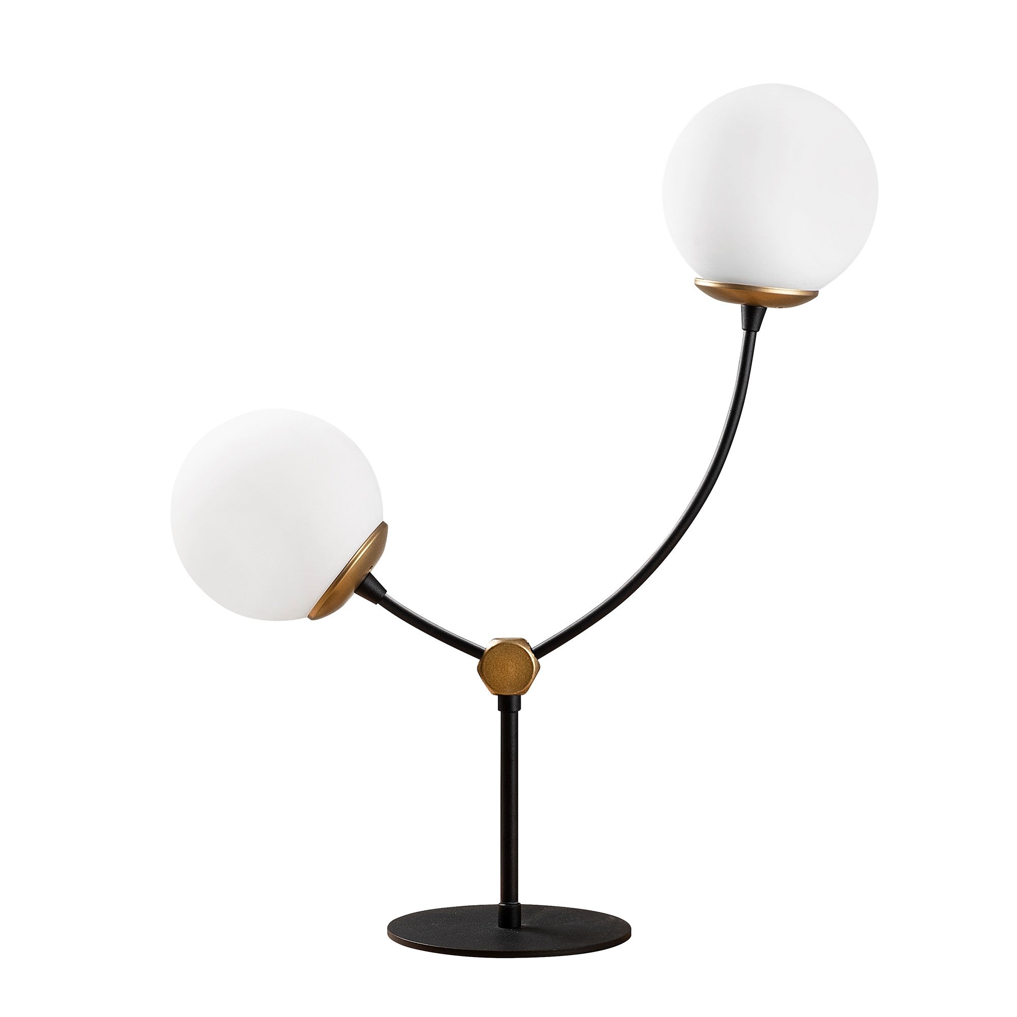 Candeeiro de Mesa Estilo Escandinavo, Corpo de Metal com Tampa de Vidro, 59 cm de Altura, Preto e Branco, 2 x E27 máx. 40 W, Cabo de 200 cm | Design Elegante e Moderno