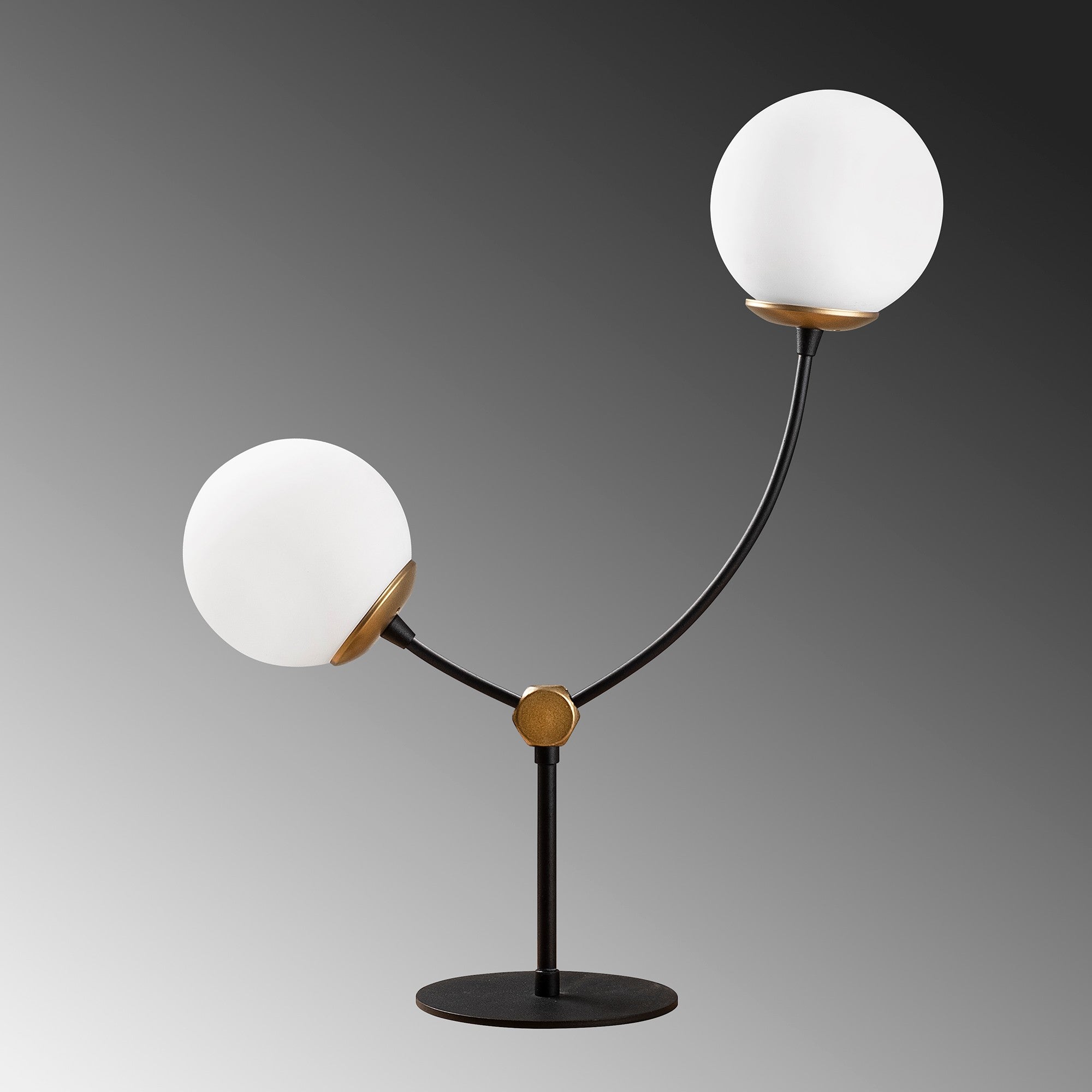 Candeeiro de Mesa Estilo Escandinavo, Corpo de Metal com Tampa de Vidro, 59 cm de Altura, Preto e Branco, 2 x E27 máx. 40 W, Cabo de 200 cm | Design Elegante e Moderno