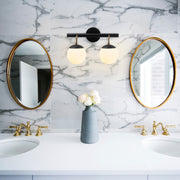 Candeeiro de Parede – 41 x 20 cm – Preto e Branco – Metal e Vidro