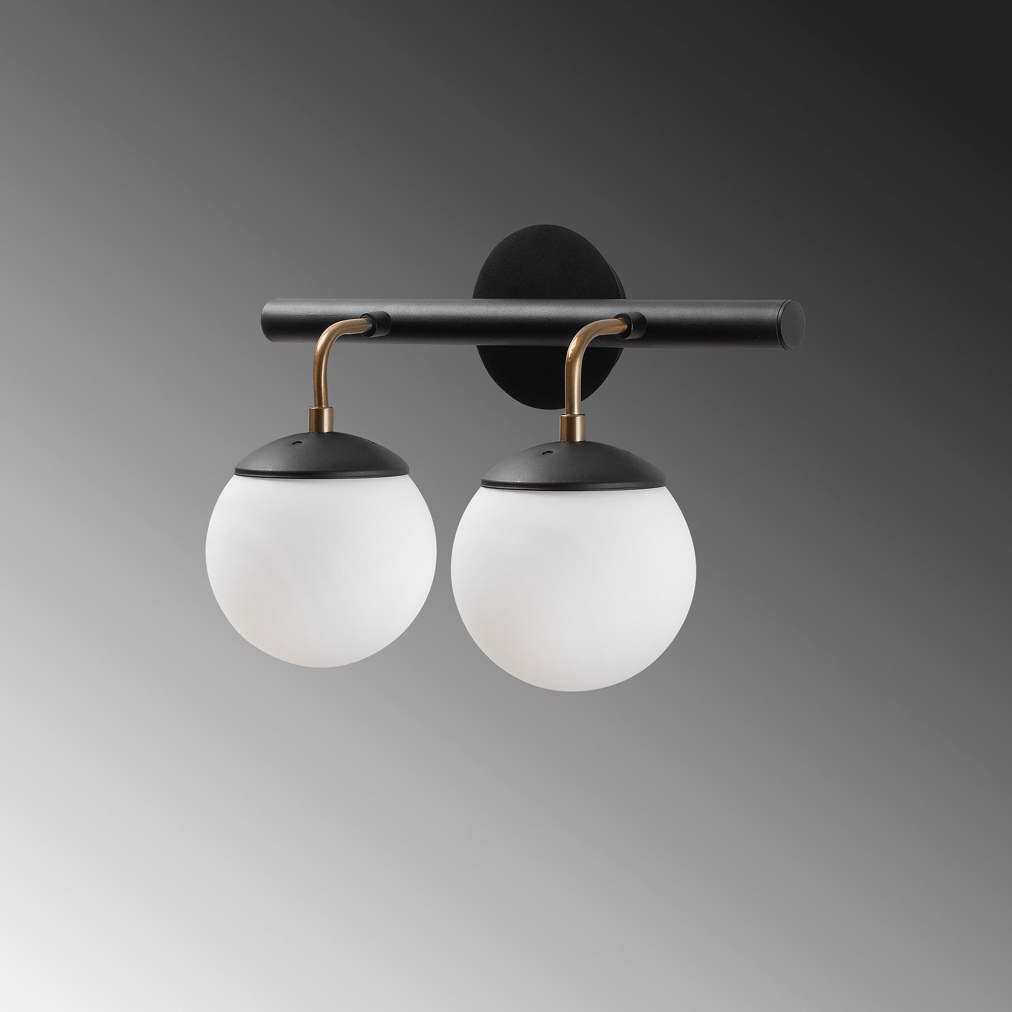 Candeeiro de Parede – 41 x 20 cm – Preto e Branco – Metal e Vidro