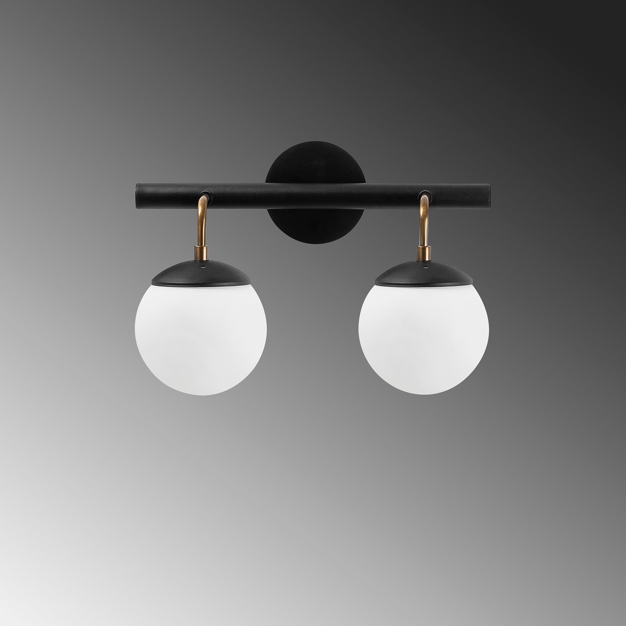 Candeeiro de Parede – 41 x 20 cm – Preto e Branco – Metal e Vidro