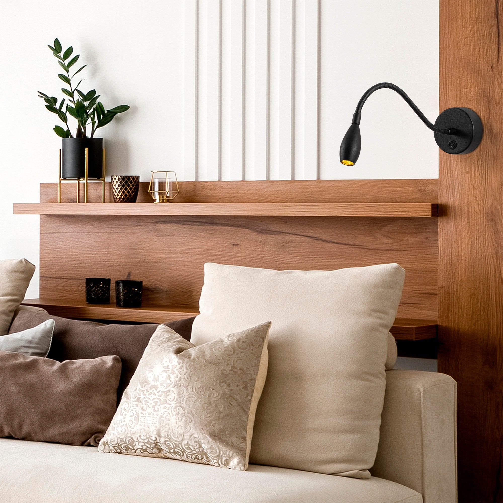 Candeeiro de Parede – 8 x 38 cm – Preto – Metal