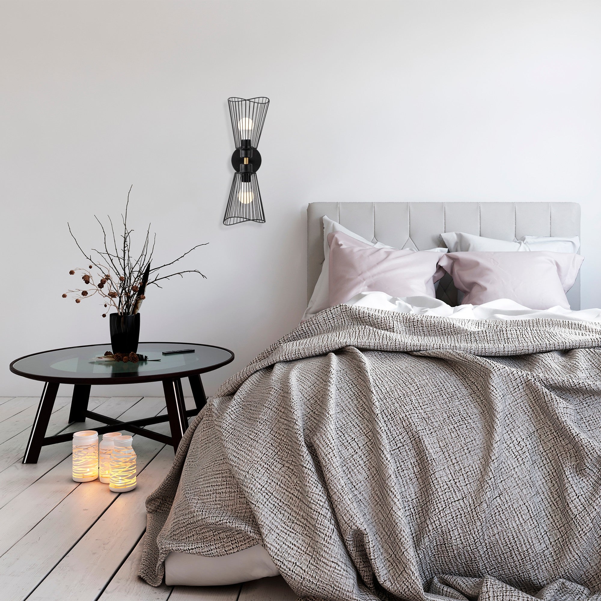 Candeeiro de Parede – 48 cm de altura – preto – metal