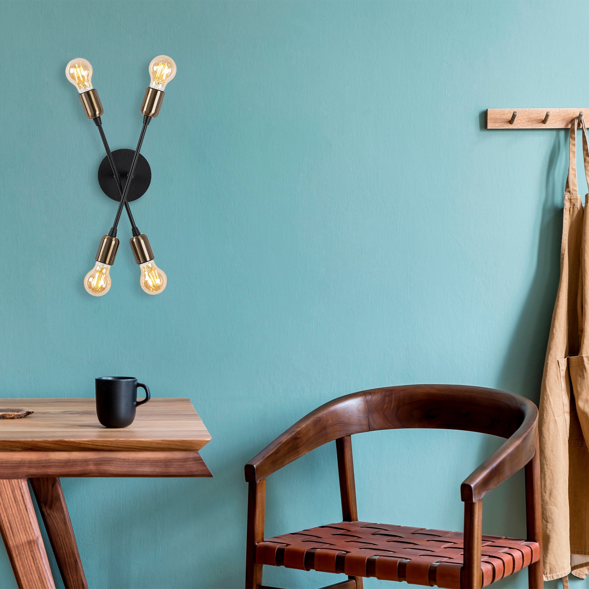 Candeeiro de Parede – 40 cm altura – Preto – Metal