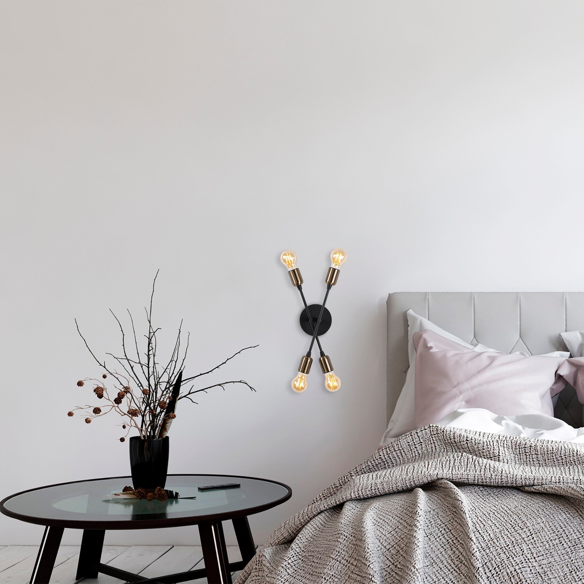 Candeeiro de Parede – 40 cm altura – Preto – Metal