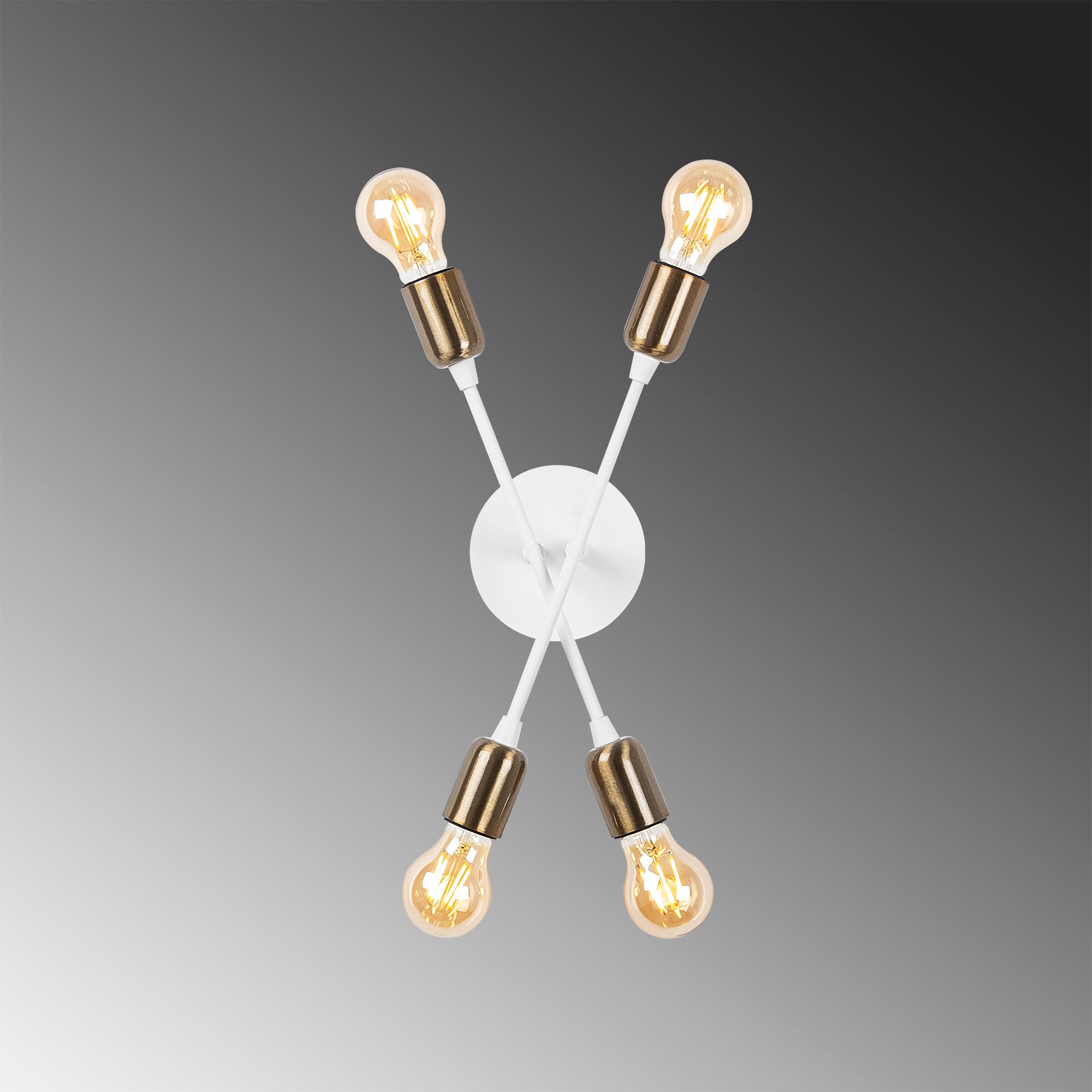 Candeeiro de Parede branca elegante, corpo de metal, 40 cm de altura, 17 x 8 cm | 4 soquetes E27, IP20 | Perfeita para decoração de interiores glamurosa e espaços modernos