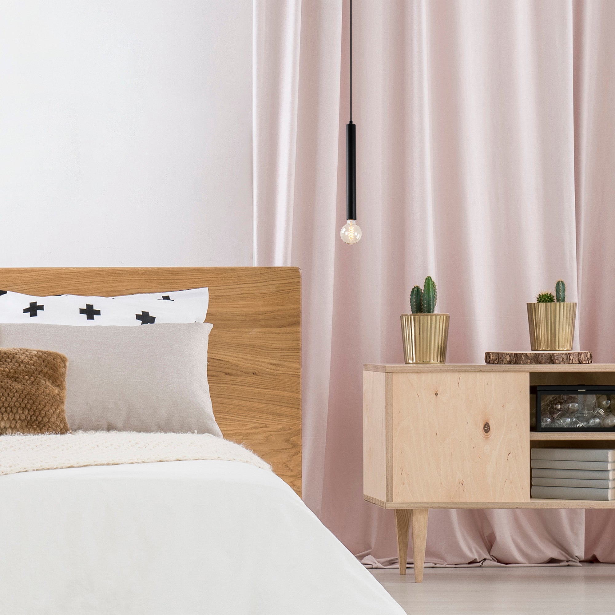 Candeeiro de Teto industrial moderno, corpo de metal preto, altura ajustável de 139 cm, soquete E27, cabo de 90 cm, perfeito para decoração escandinava e inovadora