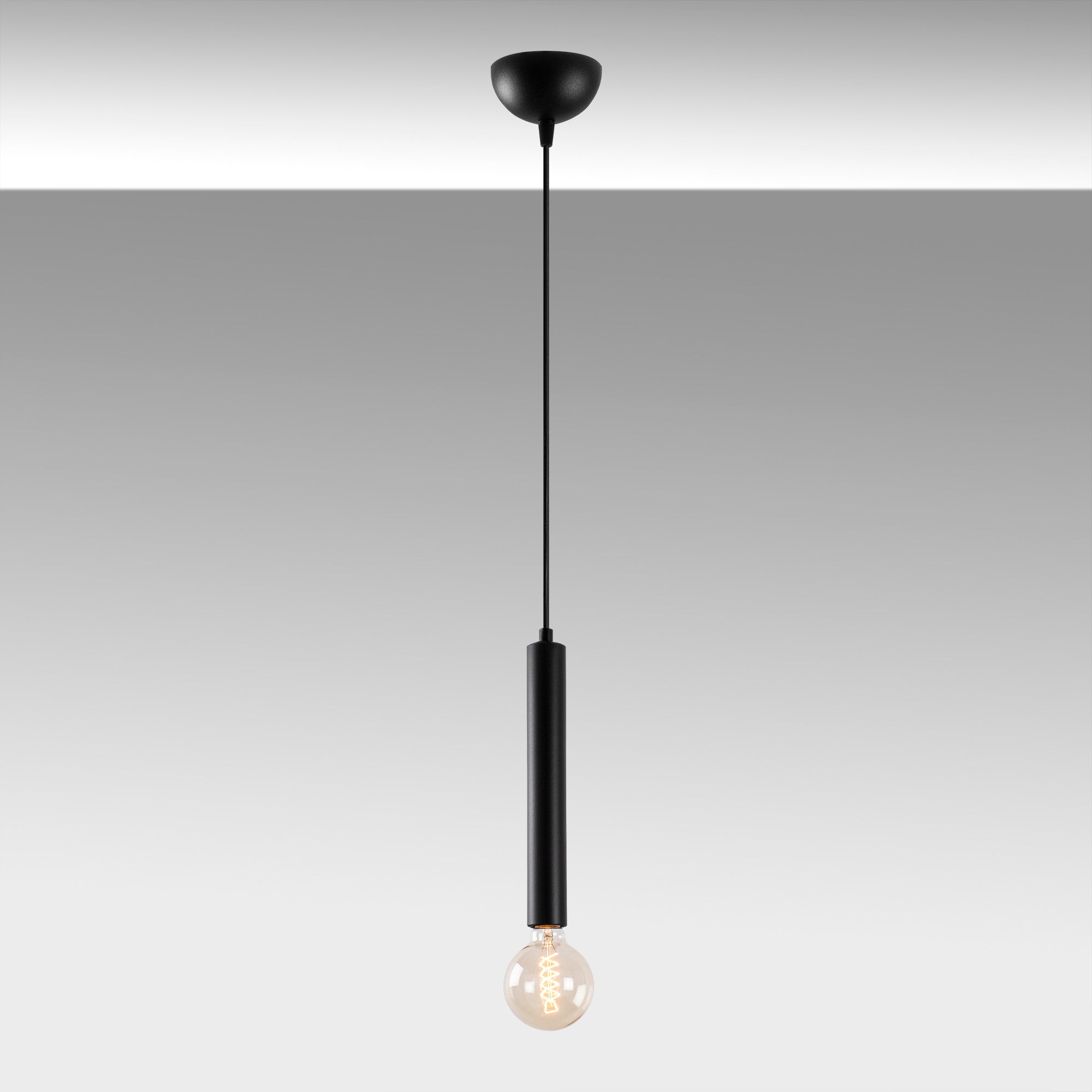 Candeeiro de Teto Industrial Preto, Corpo em Metal, 126 cm de Altura, Ajustável, Soquete E27, IP20 | Perfeito para Decoração e Iluminação Moderna