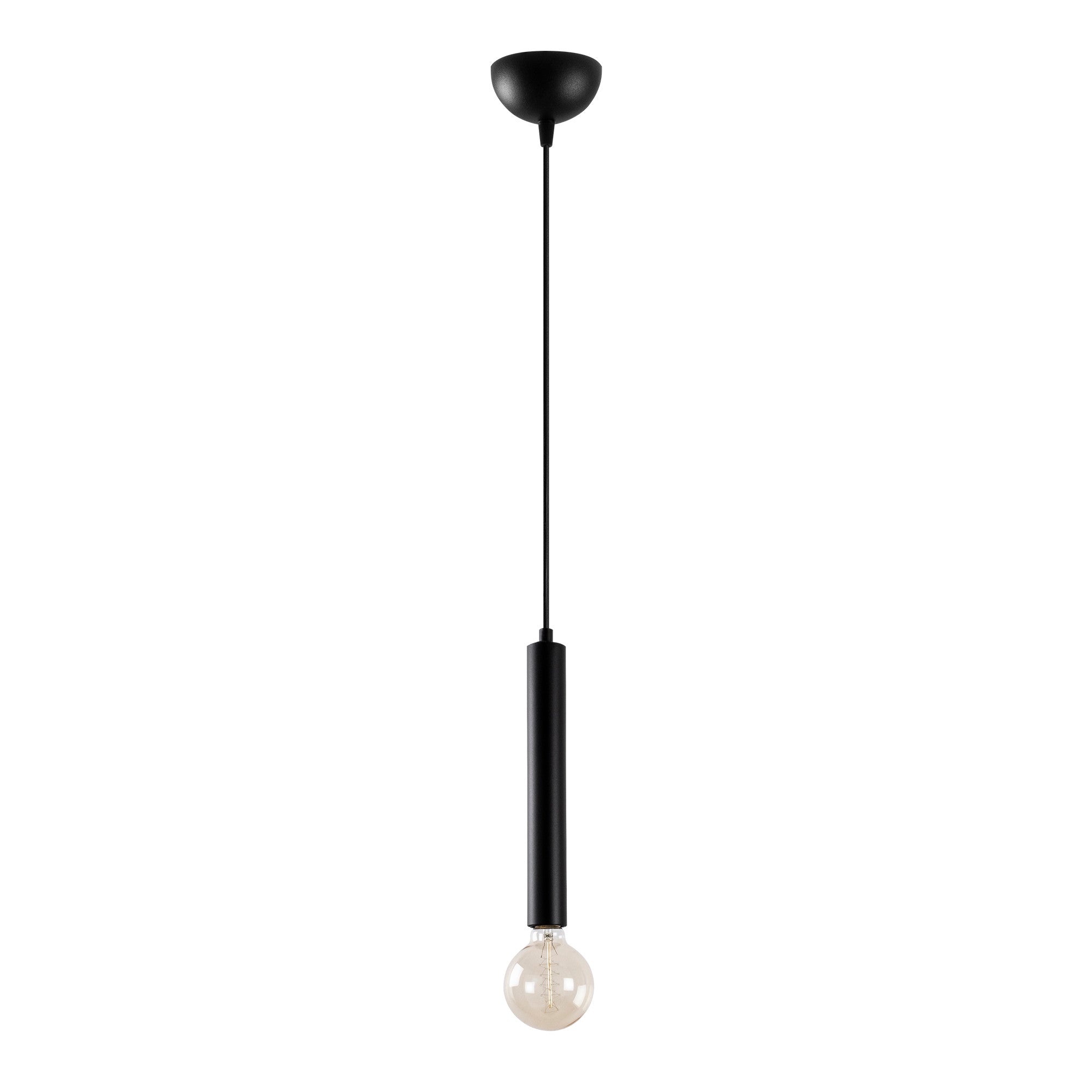 Candeeiro de Teto Industrial Preto, Corpo em Metal, 126 cm de Altura, Ajustável, Soquete E27, IP20 | Perfeito para Decoração e Iluminação Moderna