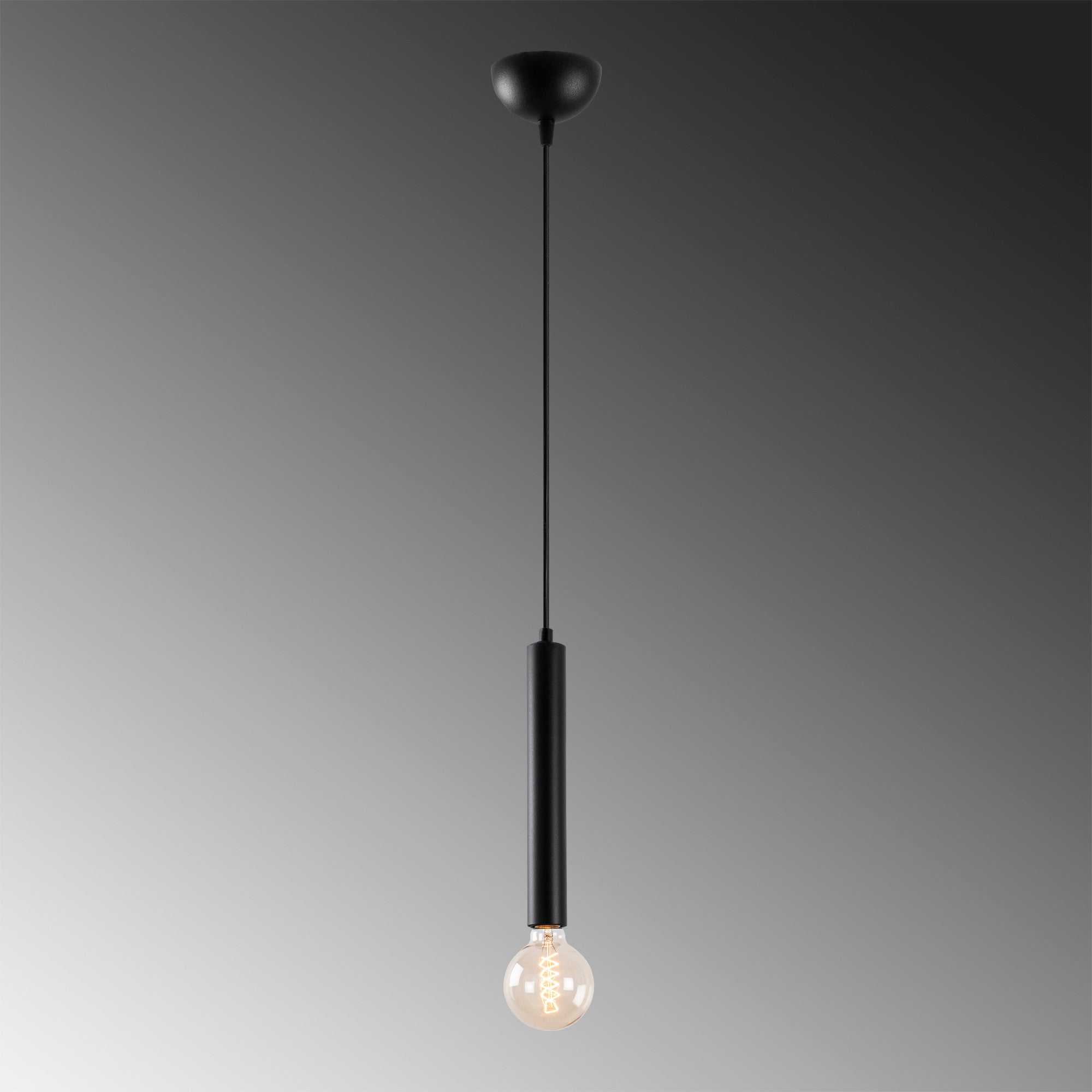 Candeeiro de Teto Industrial Preto, Corpo em Metal, 126 cm de Altura, Ajustável, Soquete E27, IP20 | Perfeito para Decoração e Iluminação Moderna