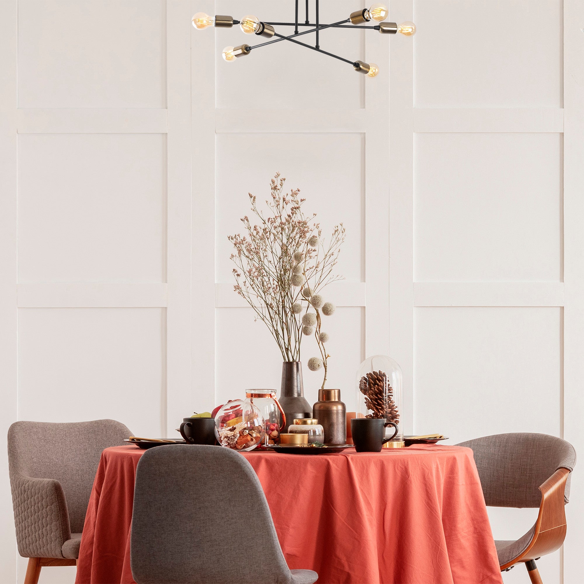 Candeeiro de Teto – 66 x 66 cm – Preto – Metal