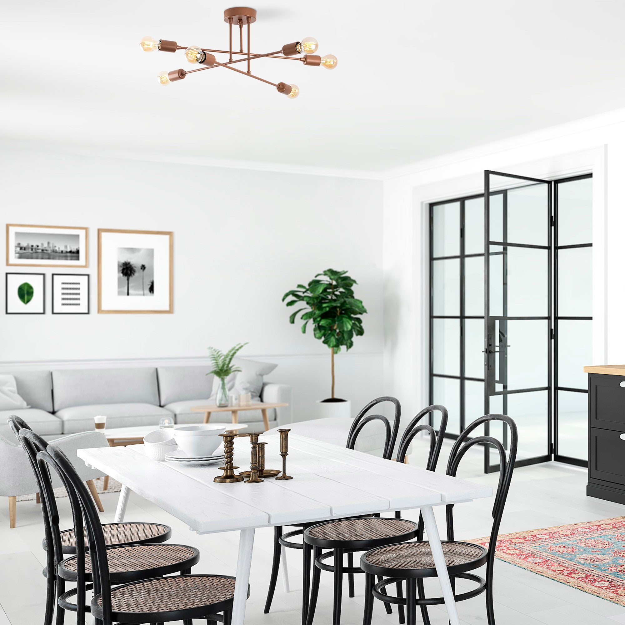 Candeeiro de Teto moderno – 66 x 66 cm – cobre – metal