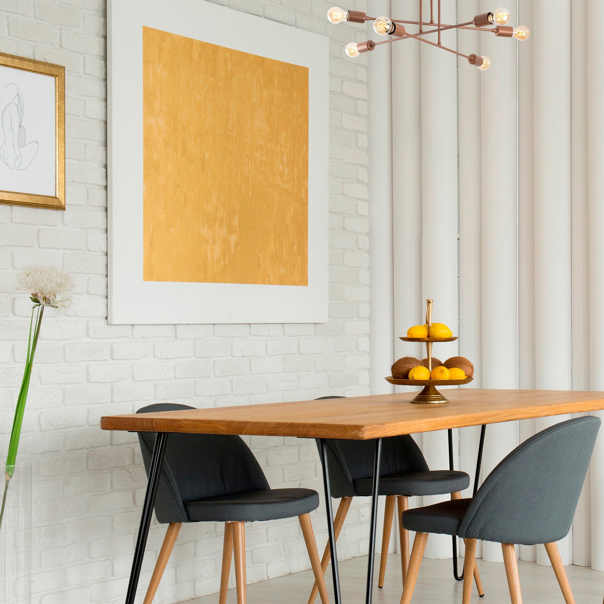 Candeeiro de Teto moderno – 66 x 66 cm – cobre – metal