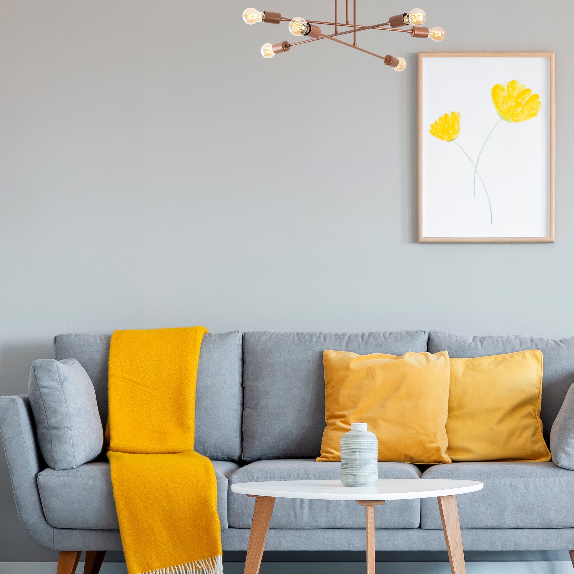 Candeeiro de Teto moderno – 66 x 66 cm – cobre – metal