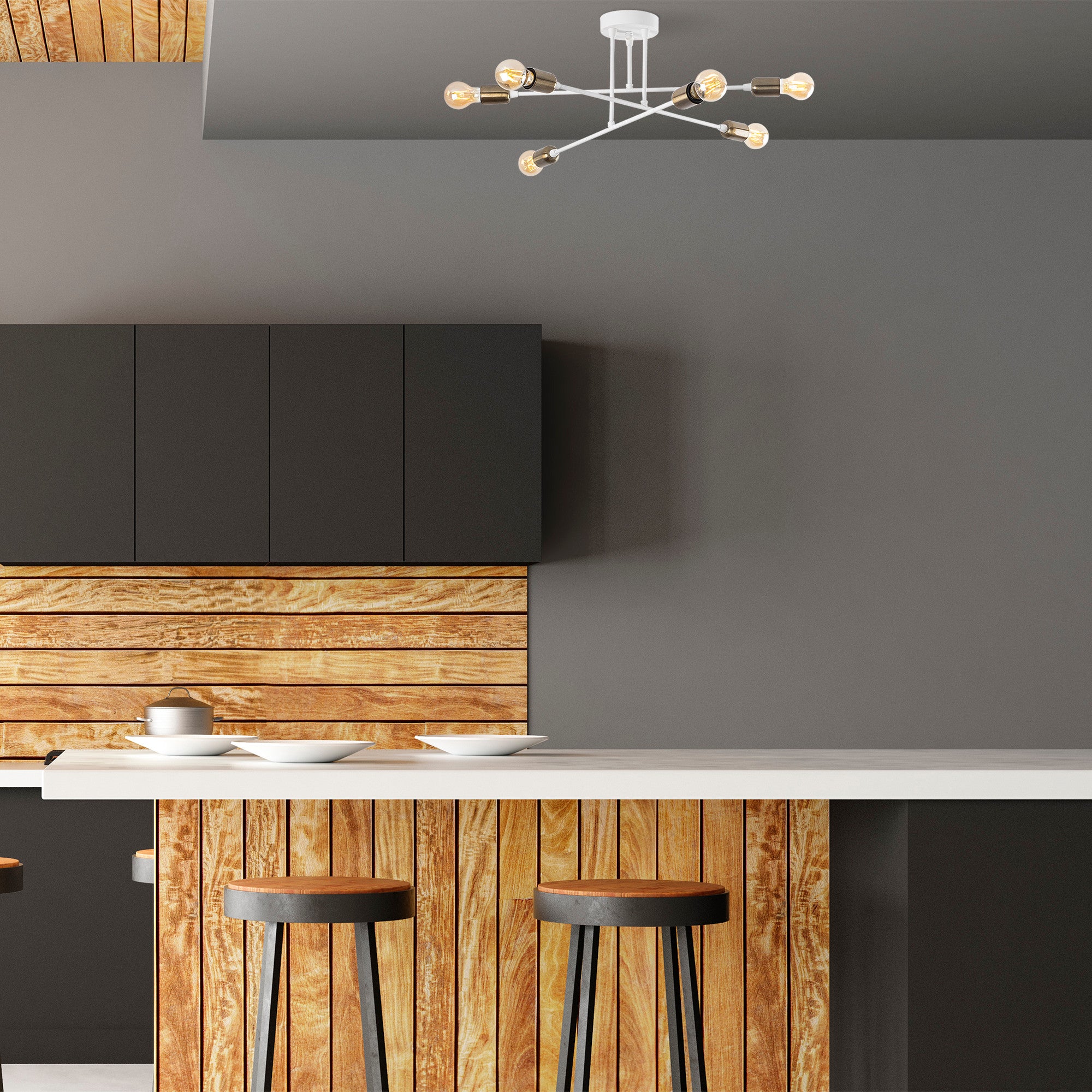 Candeeiro de Teto – 66 x 66 cm – Branco – Metal