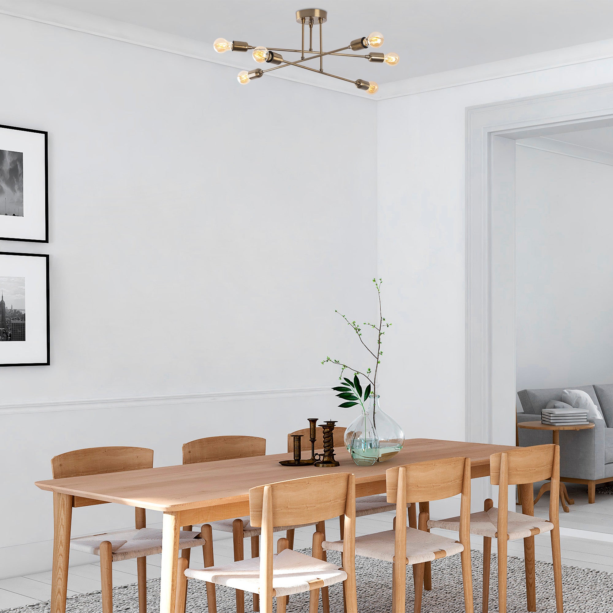 Lustre vintage industrial, corpo de metal, 66 x 66 cm, altura 27 cm | 6 x E27 máx. 40 W | Design moderno em cor sólida para decoração elegante