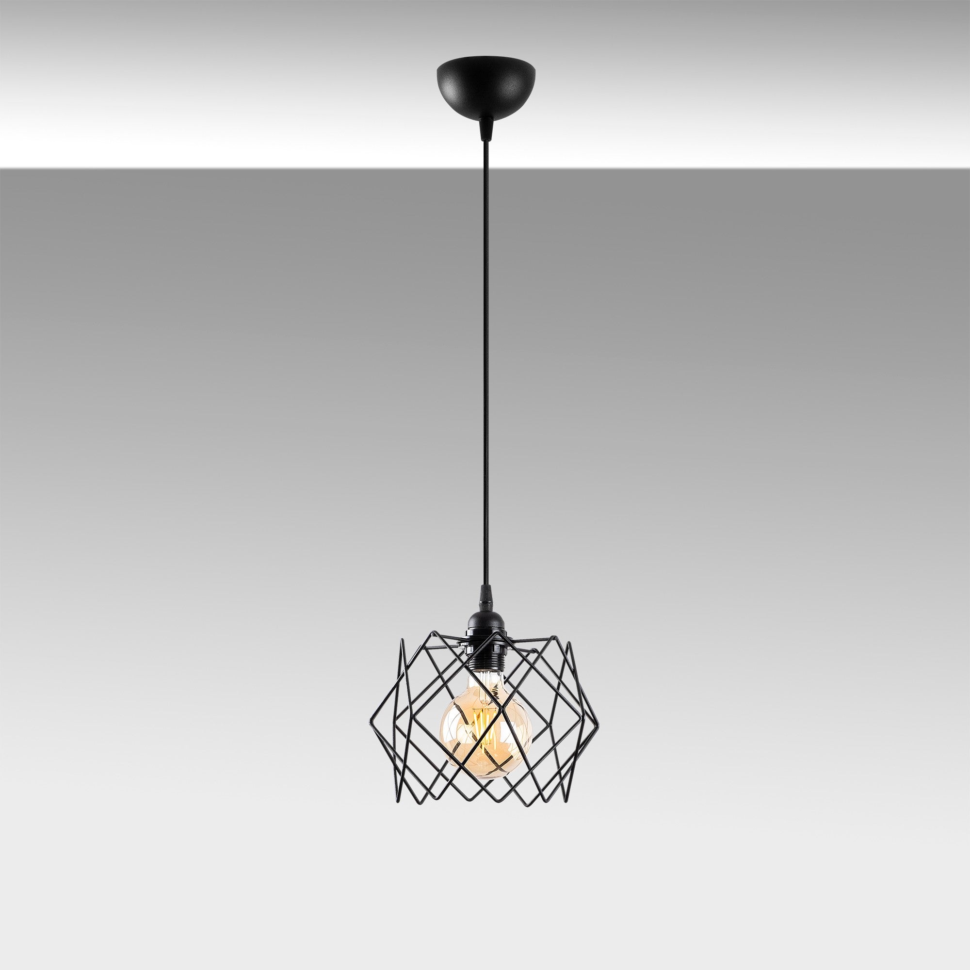 Candeeiro de Teto Industrial, Metal Preto, 24 cm de Diâmetro, Altura Ajustável 30-120 cm, Soquete E27 Máx. 40 W, Iluminação Elegante para Espaços Modernos