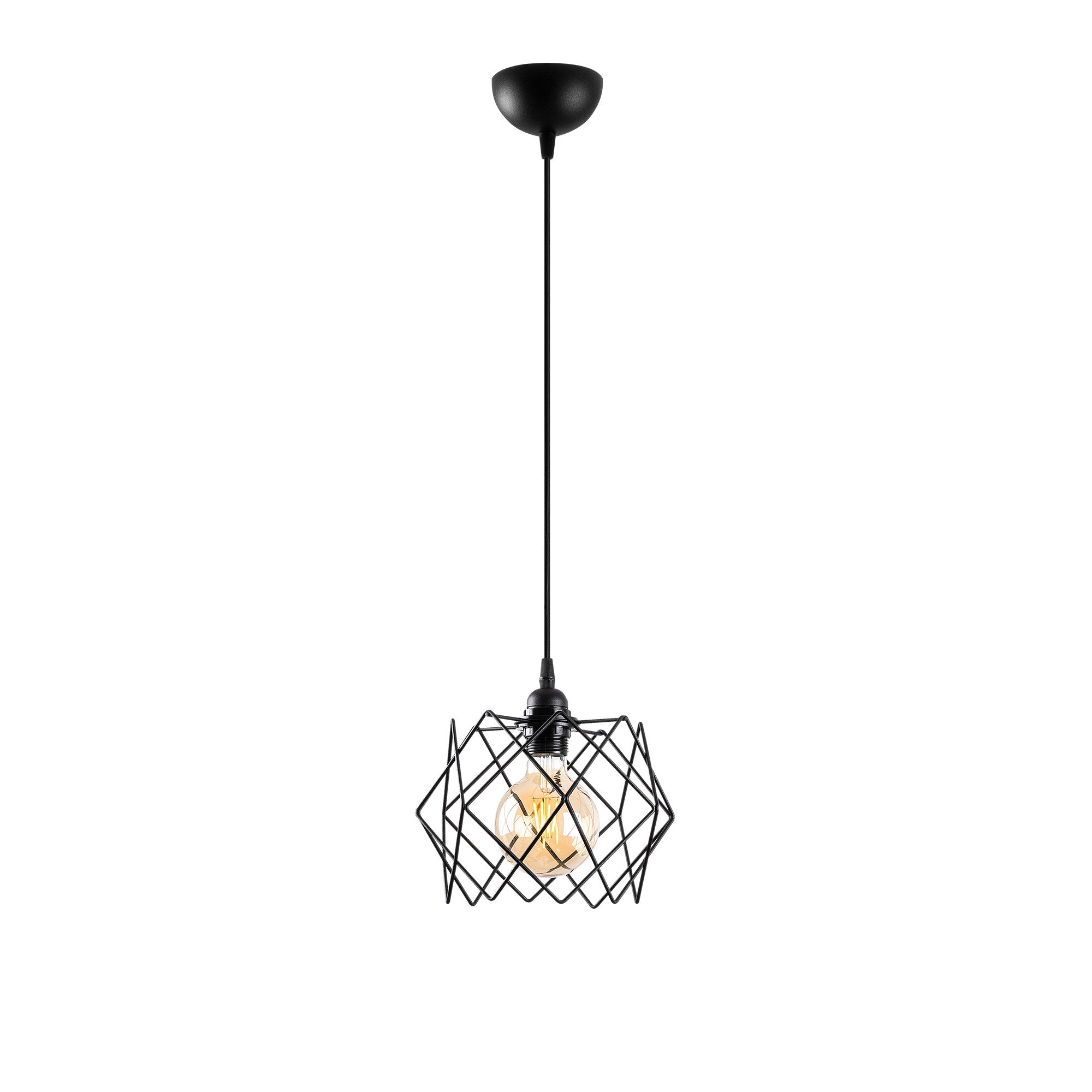 Candeeiro de Teto Industrial, Metal Preto, 24 cm de Diâmetro, Altura Ajustável 30-120 cm, Soquete E27 Máx. 40 W, Iluminação Elegante para Espaços Modernos