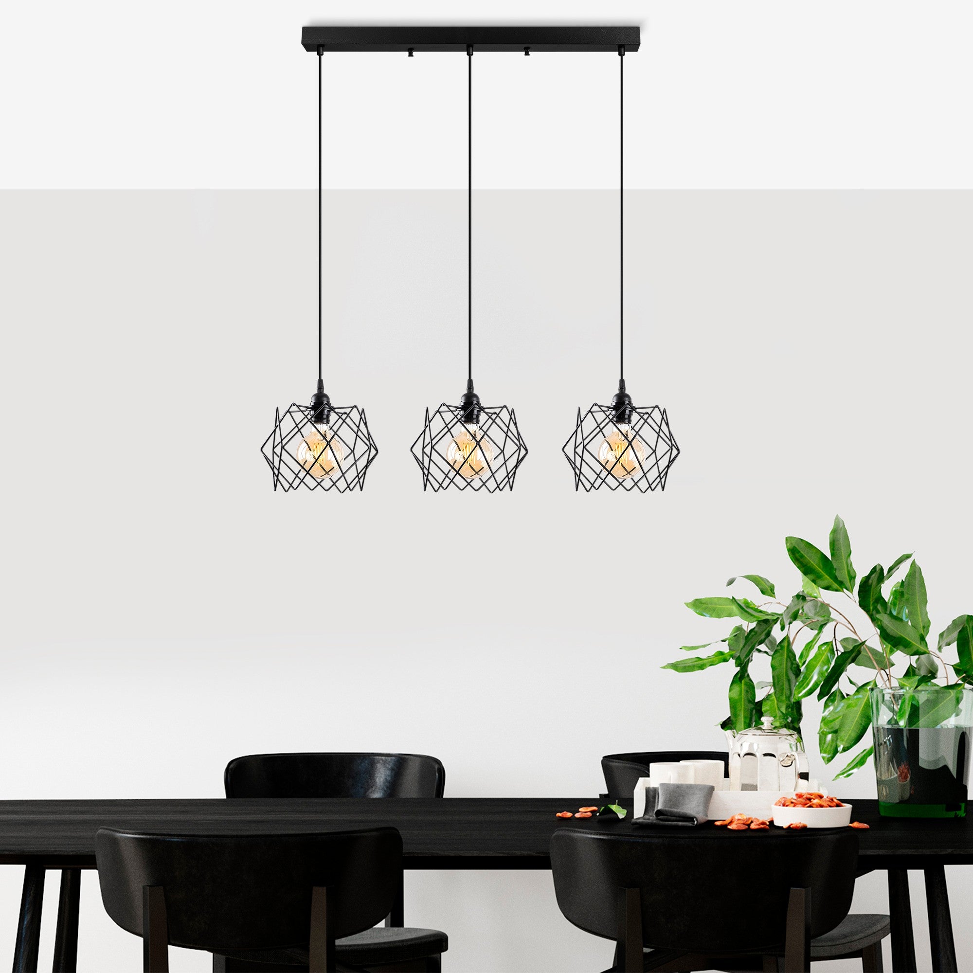 Candeeiro de Teto Industrial – 98 x 24 cm – Preto – Metal