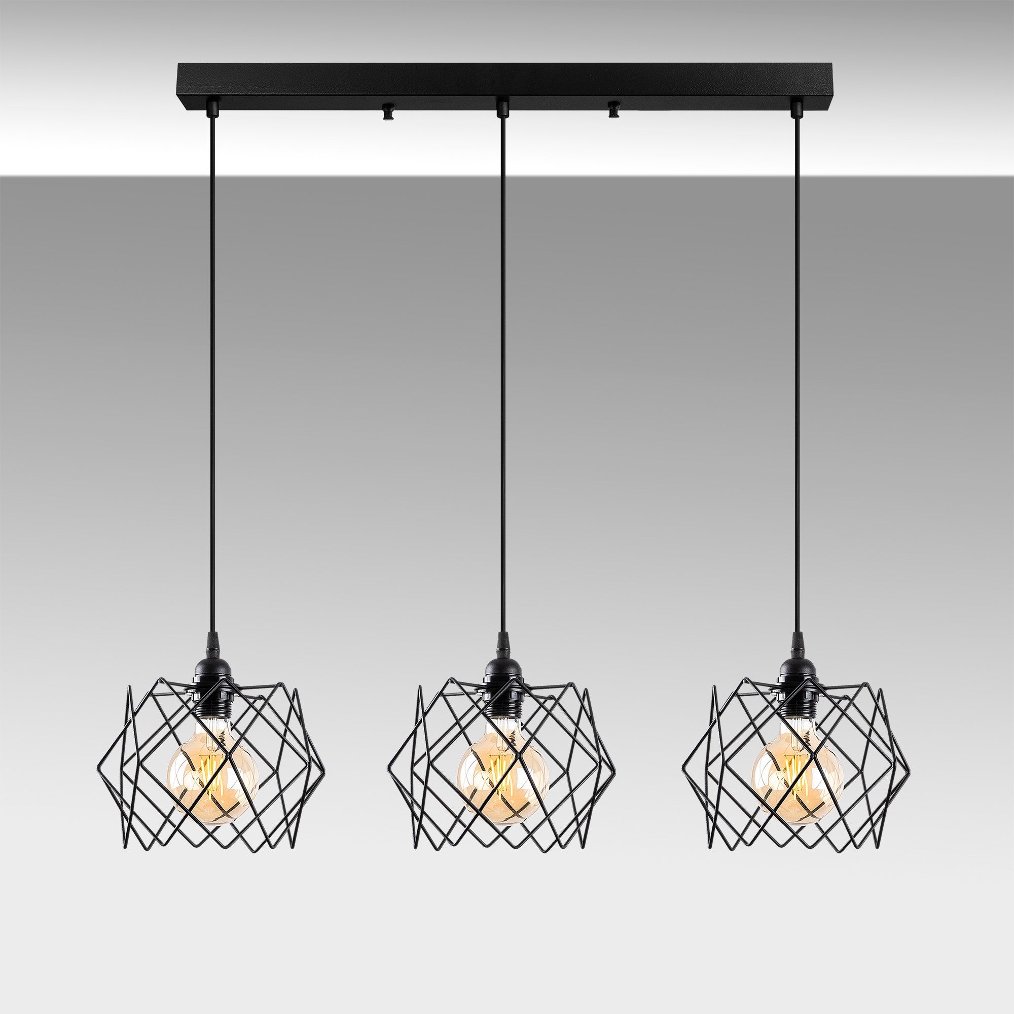 Candeeiro de Teto Industrial – 98 x 24 cm – Preto – Metal